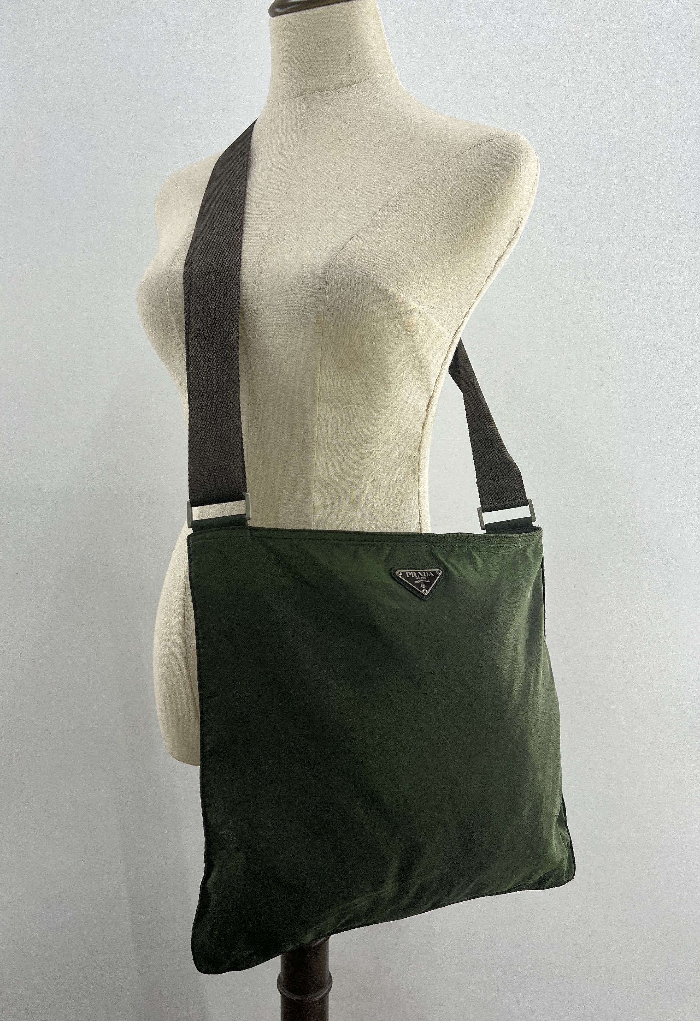 Prada Vintage Sling Bag Cross Body Bag Nylon in Green, Men's