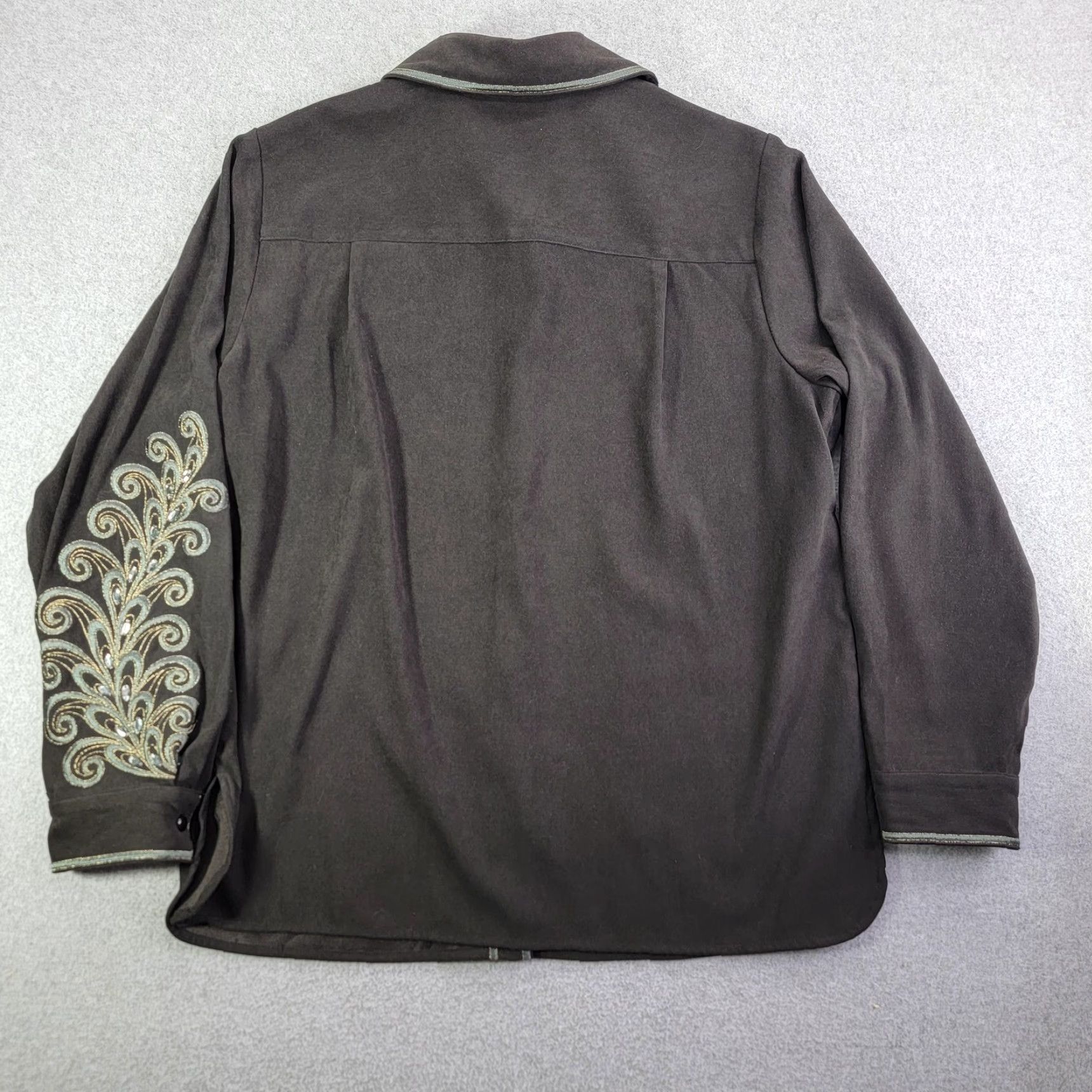 Bob Mackie Bob Mackie Wearable Art Blouse Womens Large Black Tunic Embroidered Paisley Shirt Size L / US 10 / IT 46 - 4 Thumbnail