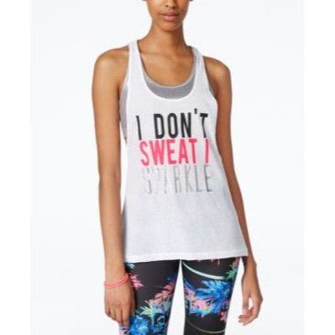 Other Material Girl Active Juniors' Layered-look Graphic Tank Top, Size L / US 10 / IT 46 - 1 Thumbnail