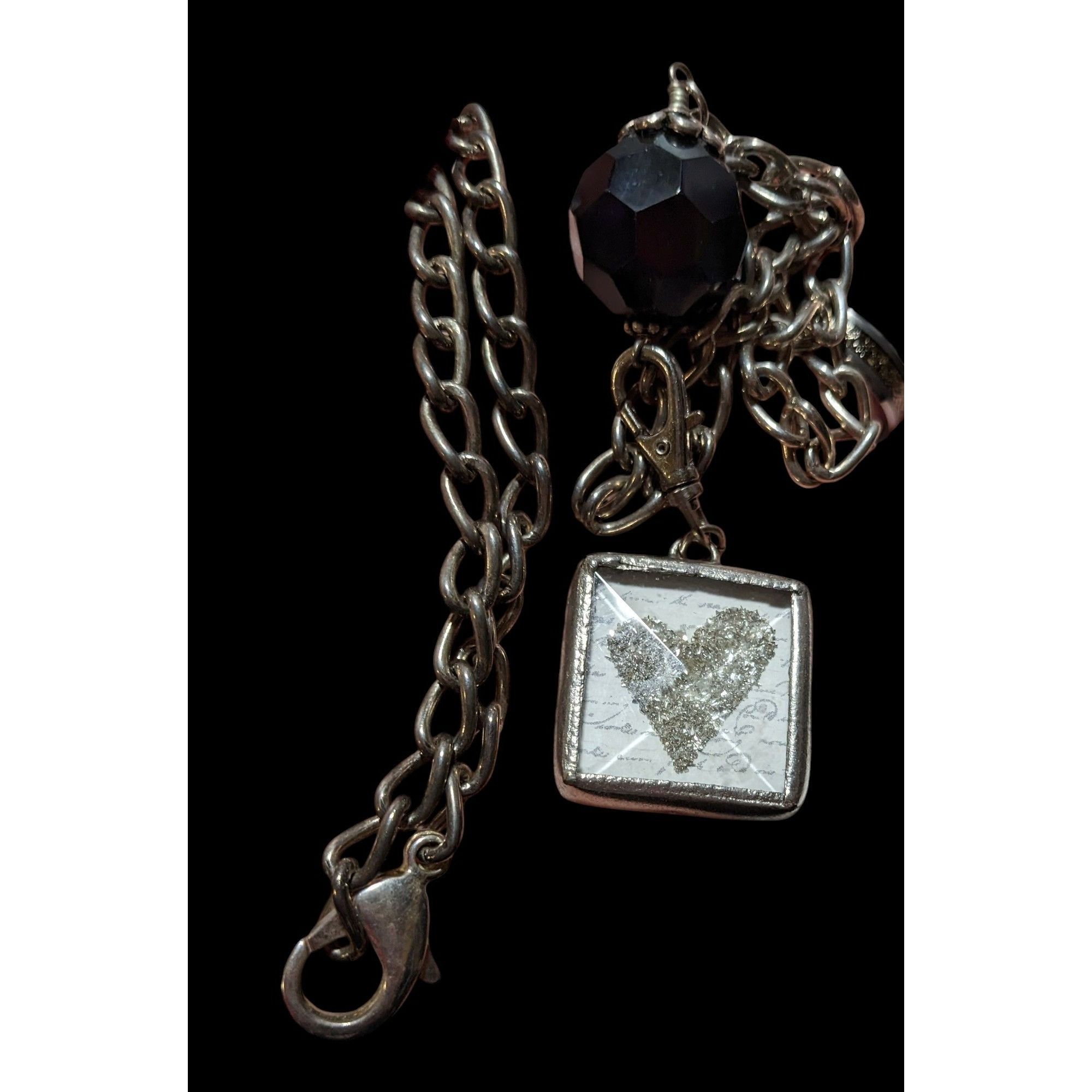 Other Unique Glitter Heart C Reversible Pendant Necklace Size ONE SIZE - 6 Thumbnail