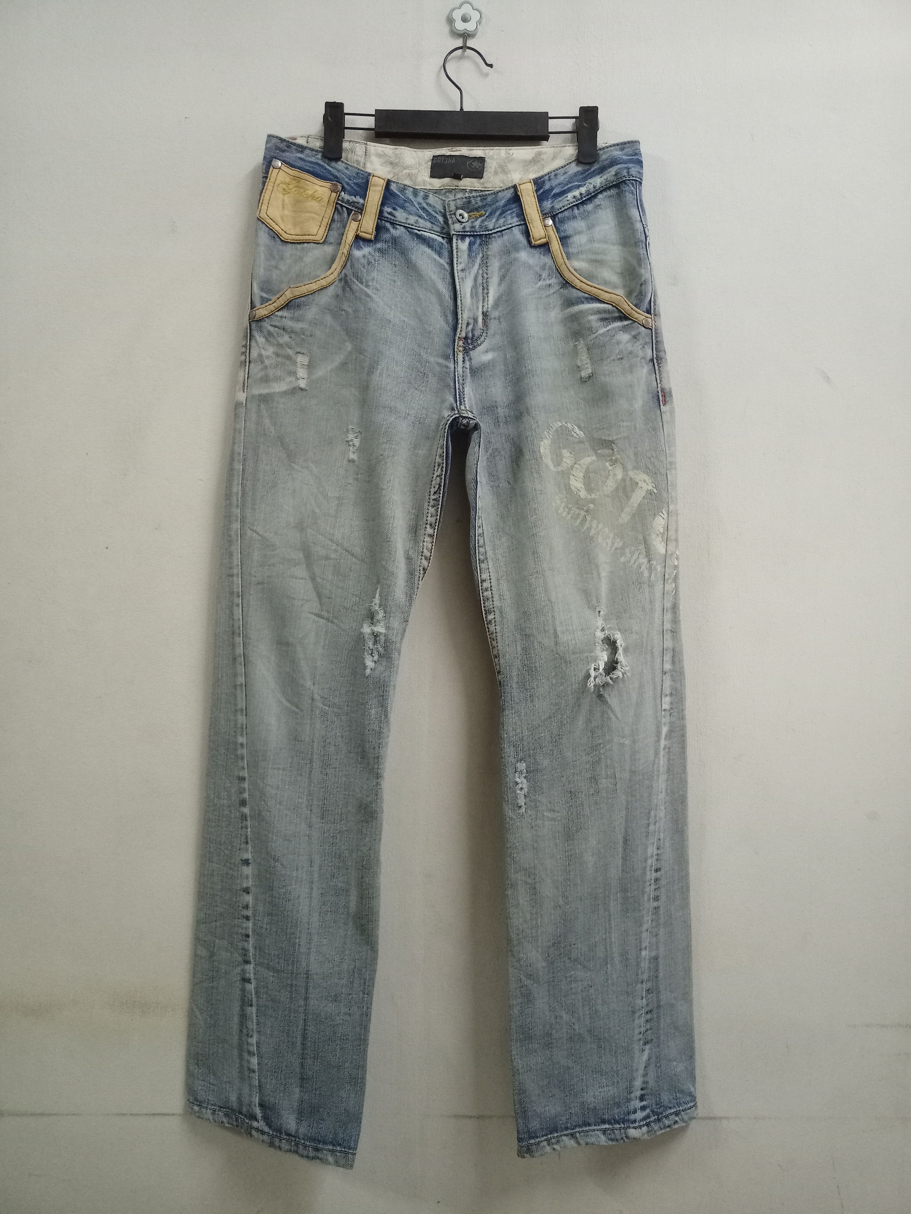 Gotcha × Japanese Brand Vintage Japanese Gotcha Distressed Spiral Baggy Jeans Size US 31 - 1 Thumbnail