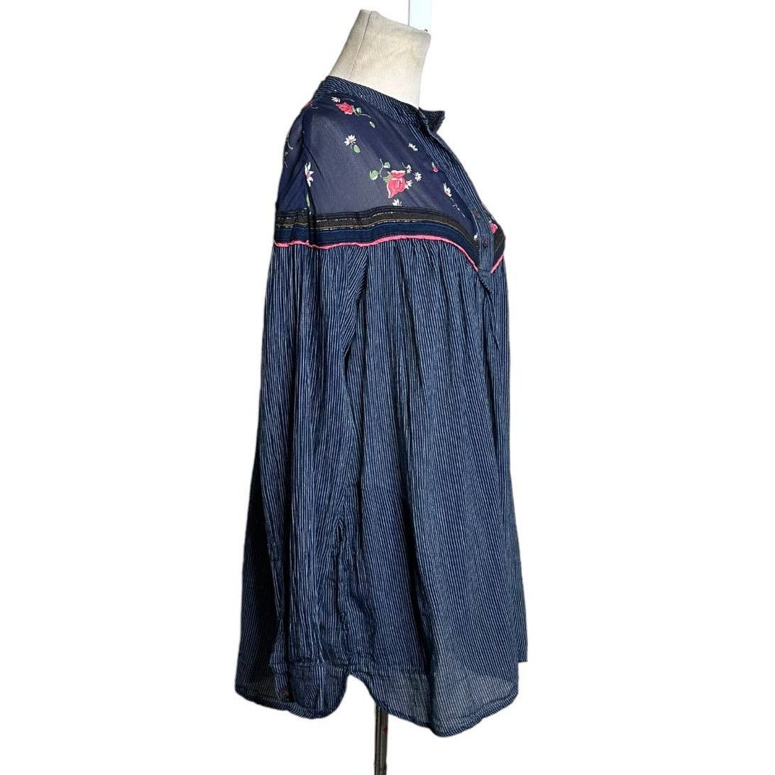 Free People Free People Blue Hearts and Colors Tunic Blouse size M Size M / US 6-8 / IT 42-44 - 7 Thumbnail