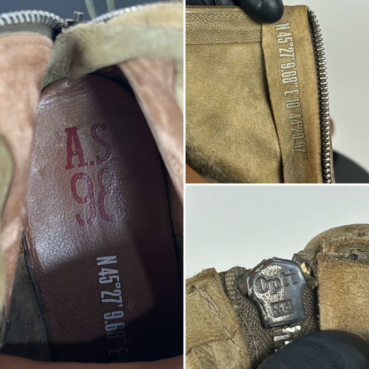 A.S.98 A.S.98. Airstep Olive Green Leather Back Zipper Ankle Boots Size US 11 / IT 41 - 25 Thumbnail