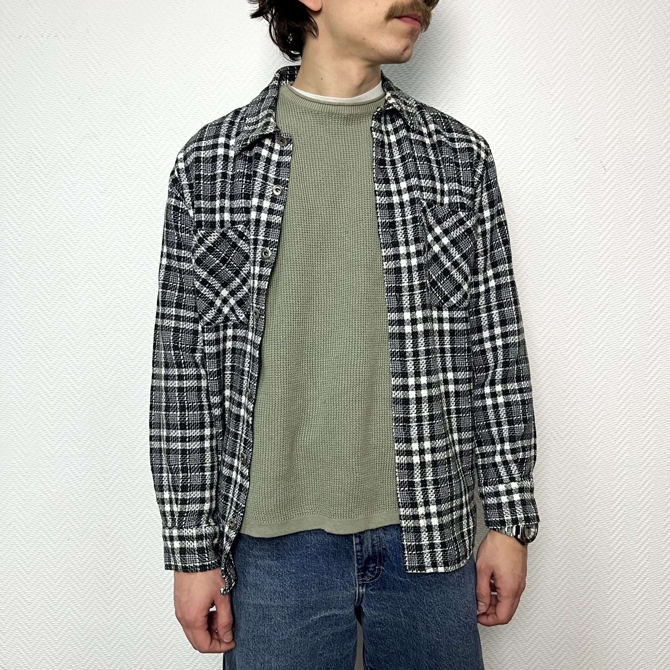 Vintage Vintage Italian Wool Check Overshirt Black White Size M Size US M / EU 48-50 / 2 - 7 Thumbnail