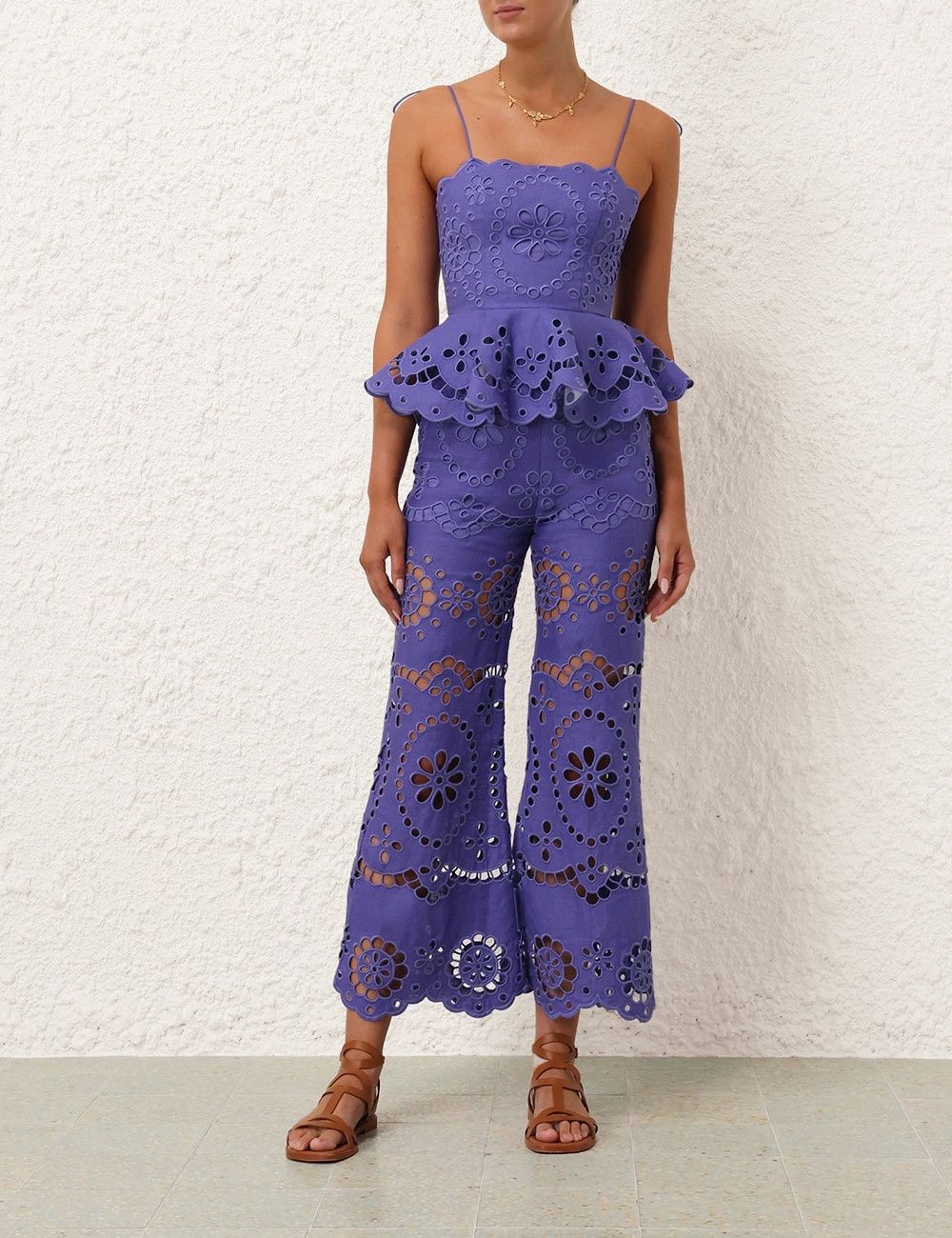 Zimmermann oc11z0525 Pop Embroidered Crop Pant in Purple Size 25" / US 0 / IT 36 - 2 Thumbnail