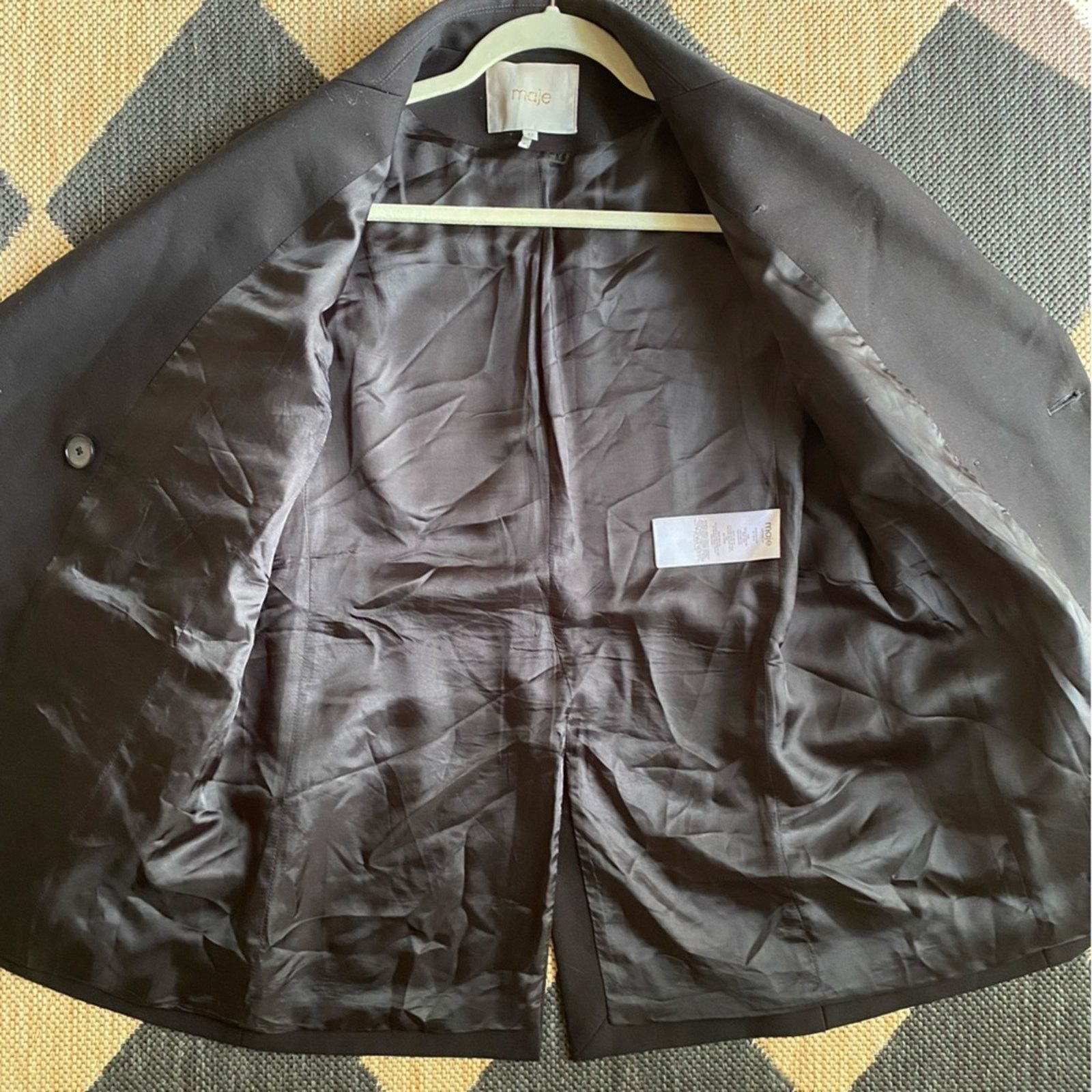 Maje MAJE VOGA $565 Black Double-Breasted Crepe Blazer FR42 US 10 Size L / US 10 / IT 46 - 8 Thumbnail