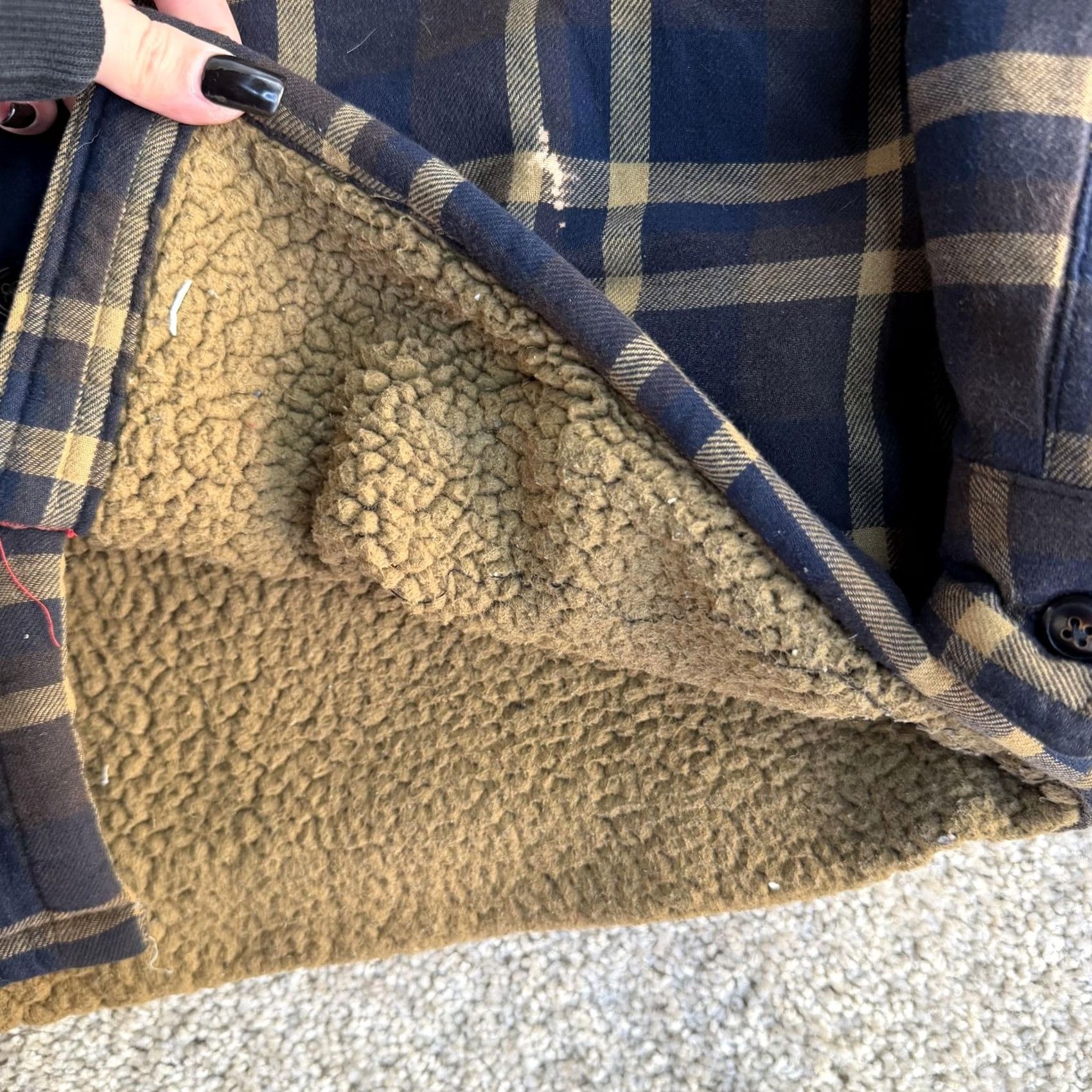 Vintage Coleman Shirt Jacket Mens M Blue Plaid Flannel Sherpa Lined Outdoor Hiking Casual Workwear Quilted Button Front Cuff Pockets Size US M / EU 48-50 / 2 - 6 Thumbnail