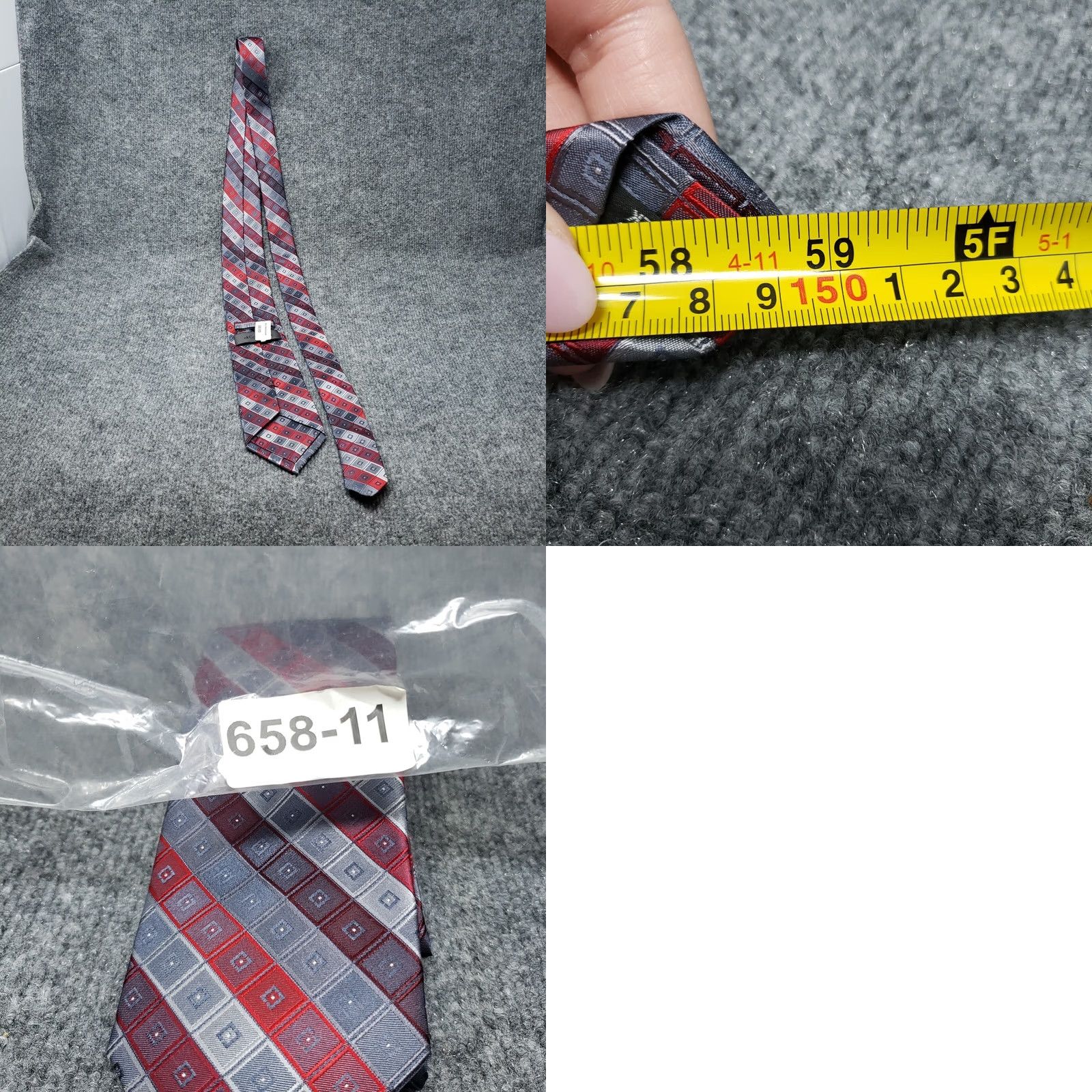 Calvin Klein Calvin Klein Tie Mens NEW Red Gray Silk Striped Designer Necktie Neck Tie Size ONE SIZE - 8 Thumbnail