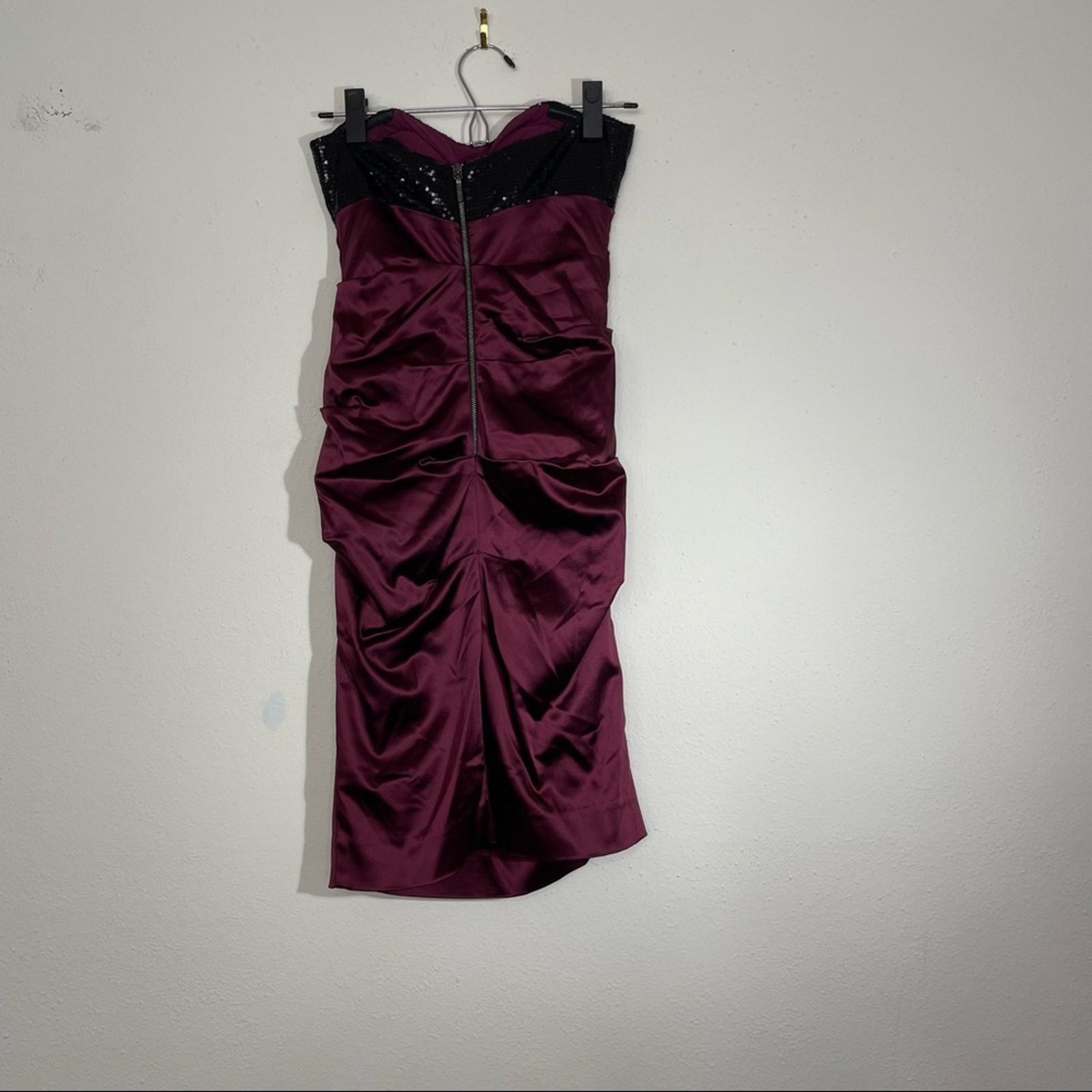 Nicole Miller NICOLE MILLER Strapless Formal Dress Burgundy and Black Sz 2 Size XS / US 0-2 / IT 36-38 - 8 Thumbnail