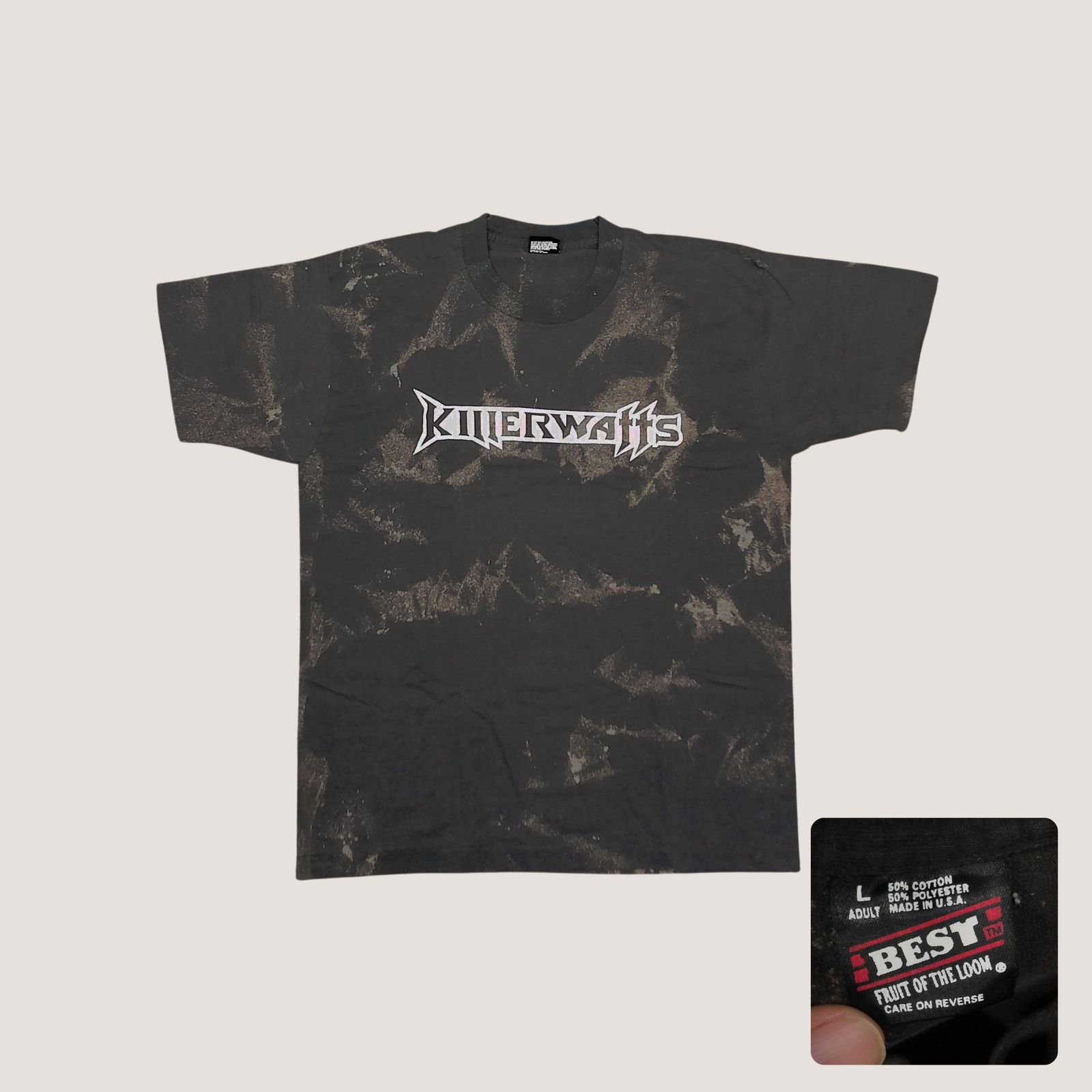 Fruit Of The Loom VTG 90s Blank Killerwatts Custom Bleached Single Stitch Tee Size US L / EU 52-54 / 3 - 1 Thumbnail