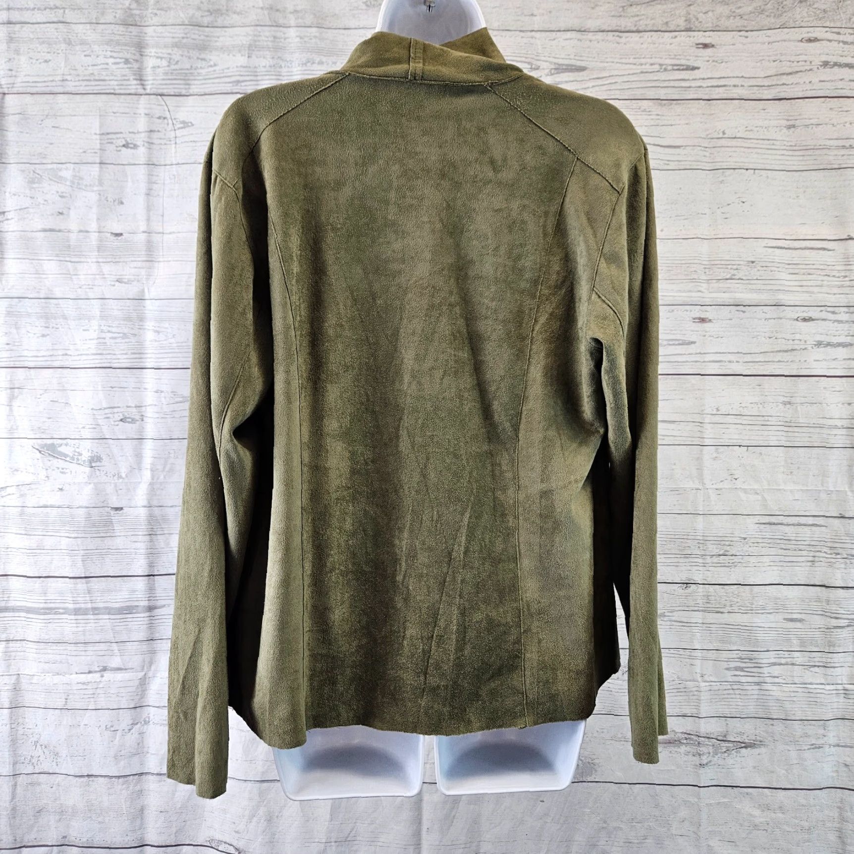Vintage Kori America Womens Faux Suede Moto Jacket Sz Medium Green Long Sleeve Jacket Size M / US 6-8 / IT 42-44 - 4 Thumbnail