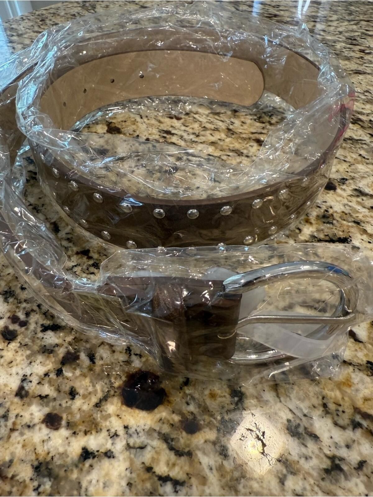 Other Brown faux leather western metal studded belt adjustable 43” Size ONE SIZE - 1 Thumbnail