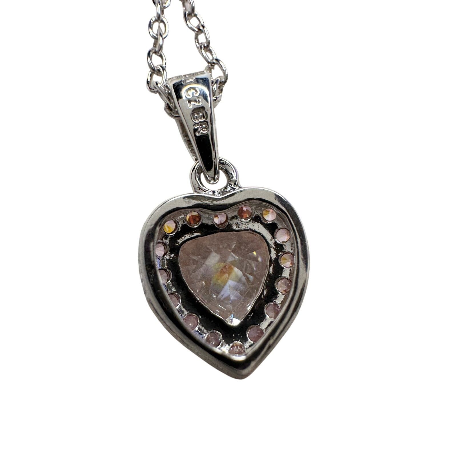 Other Pretty Rhodium Plated Pink Topaz and Zirconia Heart Necklace Size ONE SIZE - 9 Thumbnail