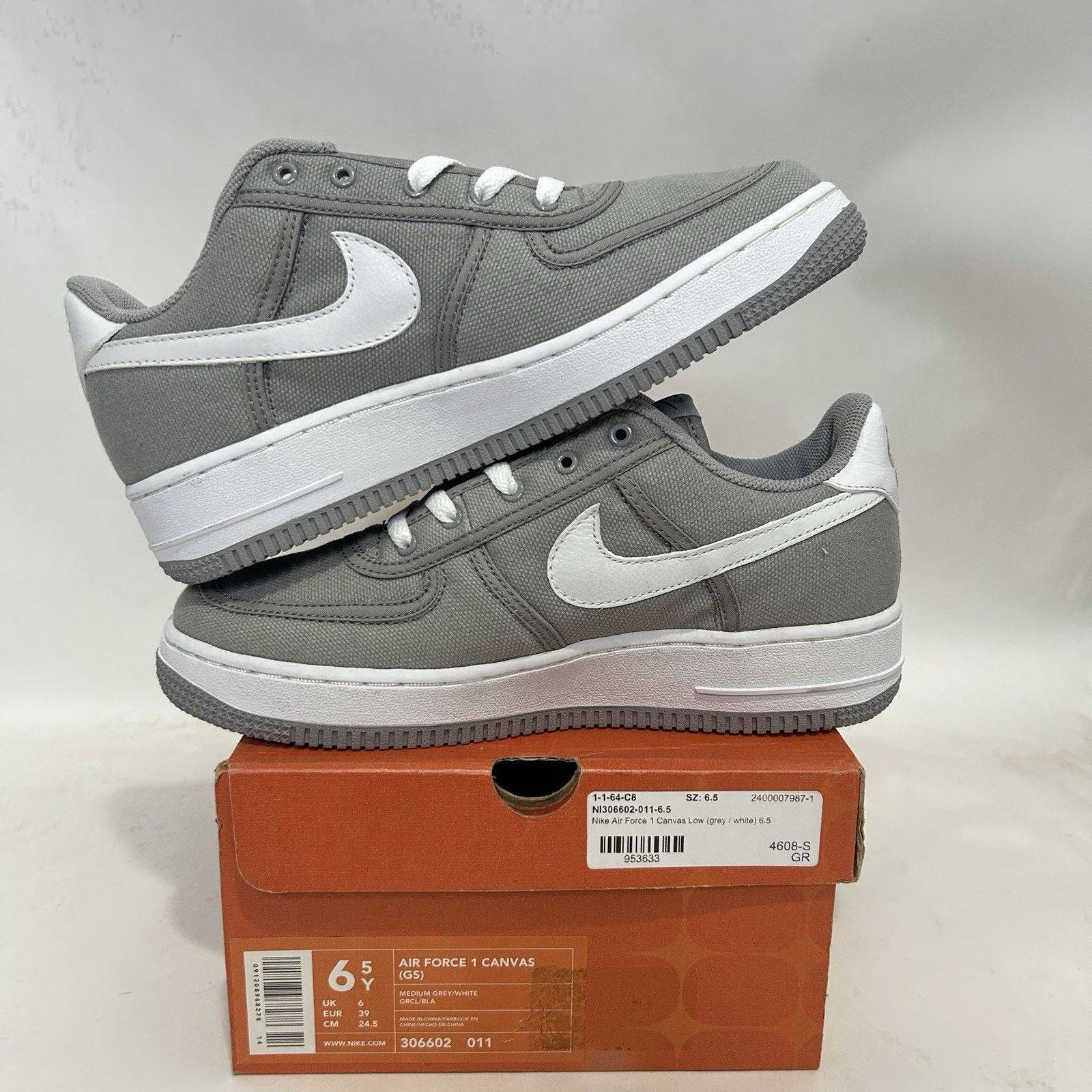 Nike Nike Air Force 1 GS Canvas “Medium Grey” Size US 8 / IT 38 - 3 Thumbnail