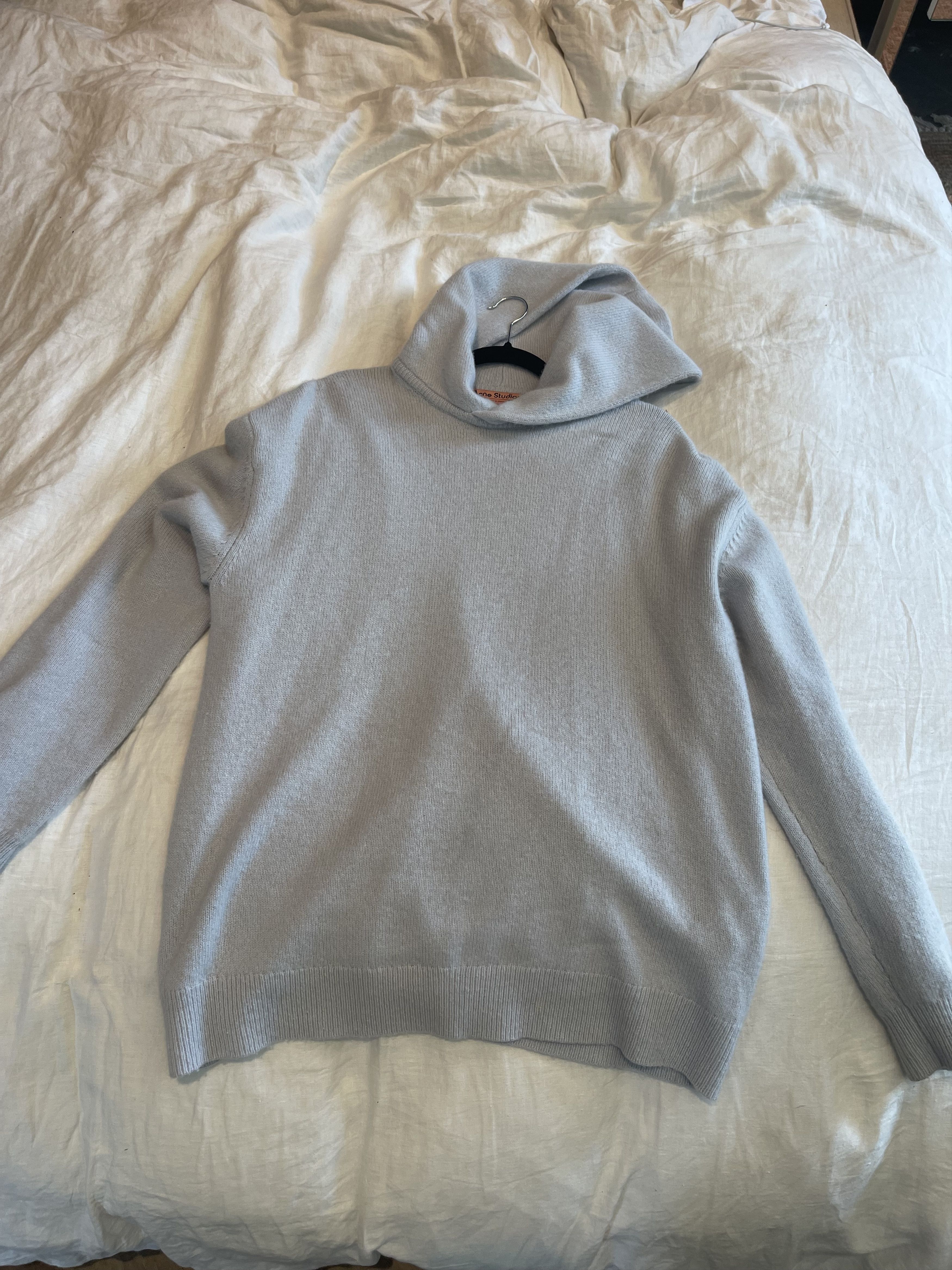 image of Acne Studios Cashmere Oversize Unisex Hoodie in Light Blue, Men's (Size XS)