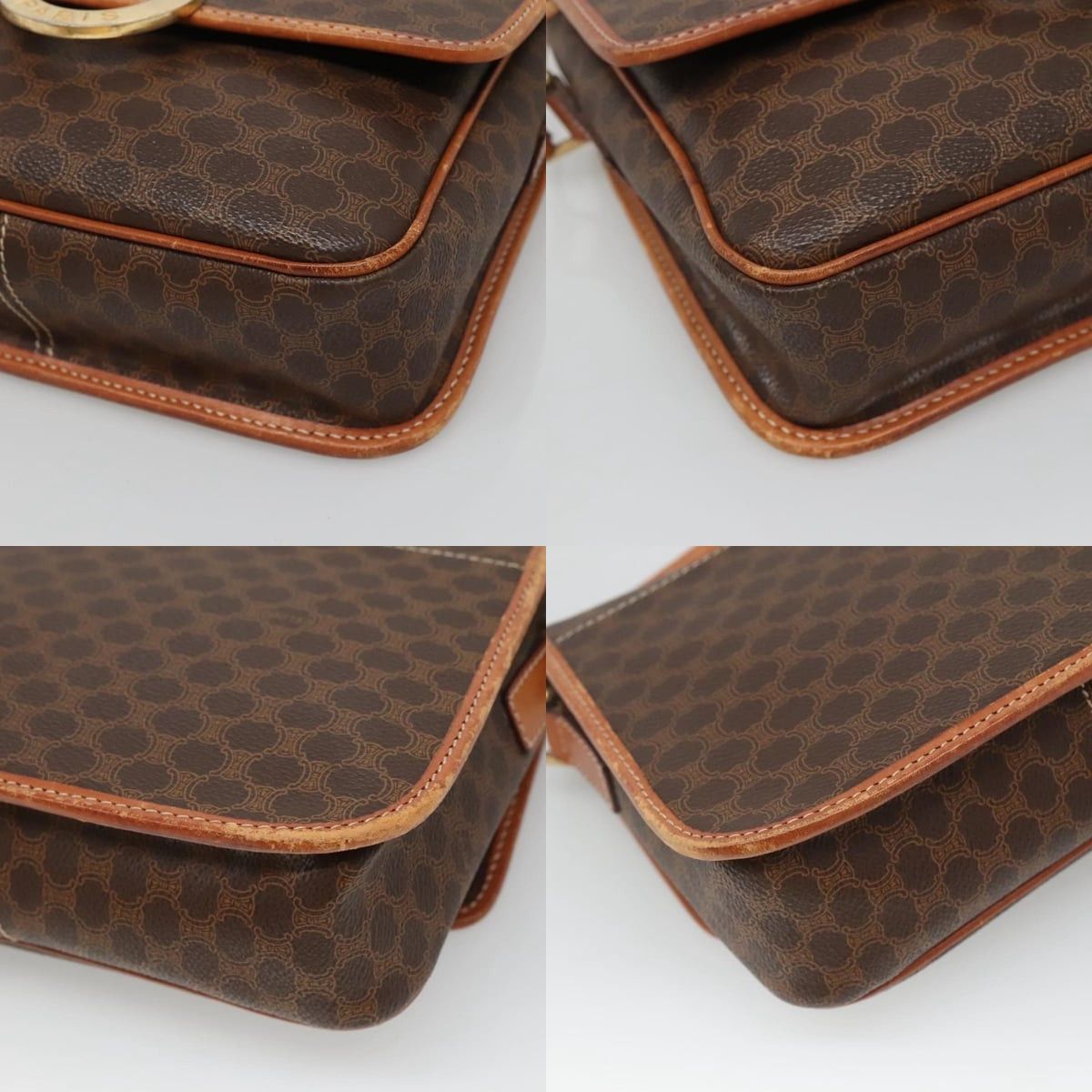 Celine CELINE Macadam Canvas Shoulder Bag Pvc Leather Brown Gold Size ONE SIZE - 10 Thumbnail
