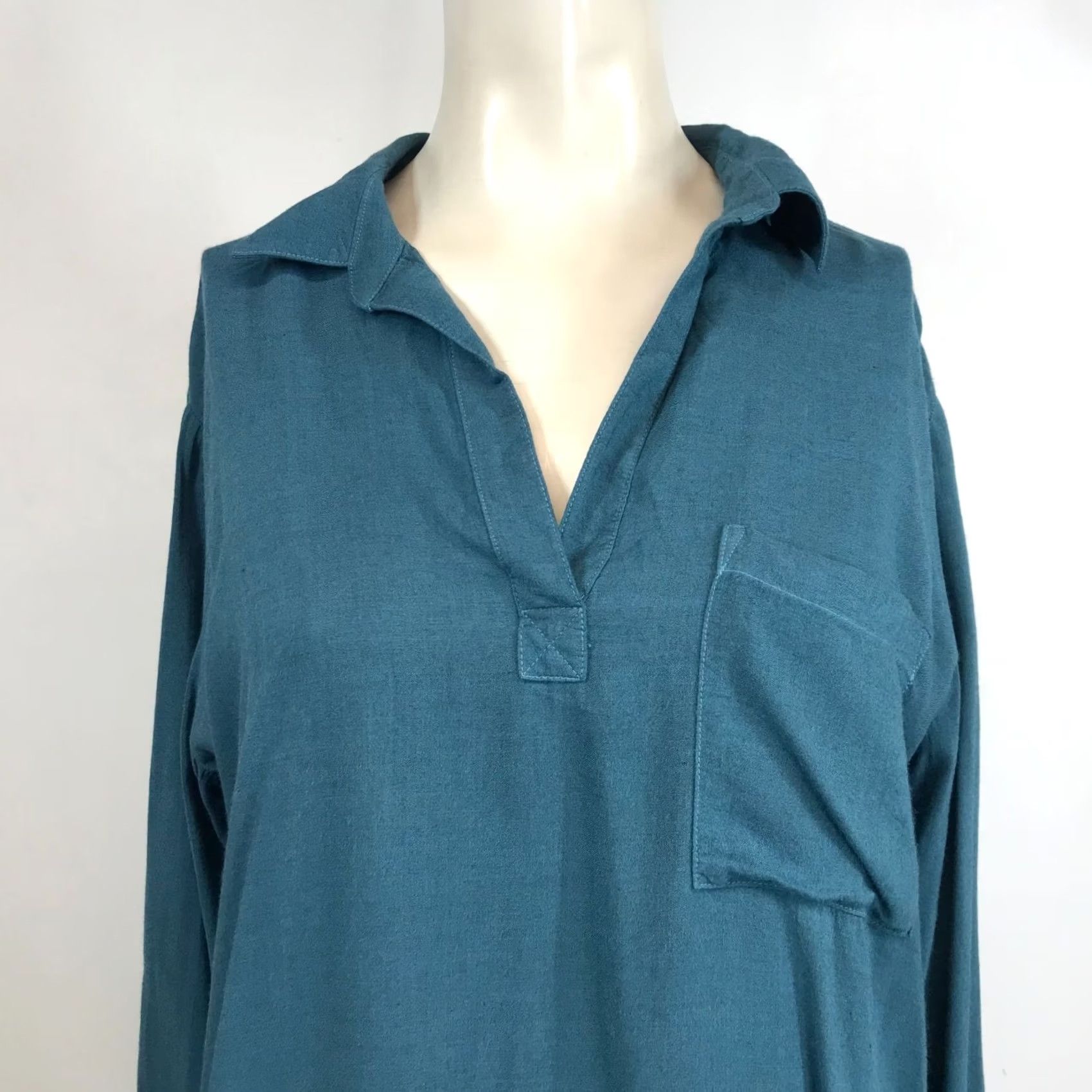 CLOT Cloth & Stone Womens Small Blue Long Sleeve Collared Button Up Shirt Top Size S / US 4 / IT 40 - 2 Thumbnail