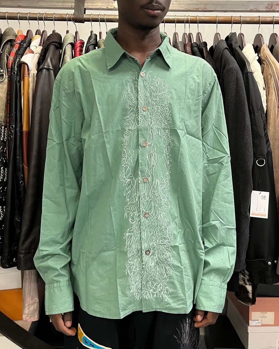 2000s Marith + Franois Girbaud Green Embroidered Shirt