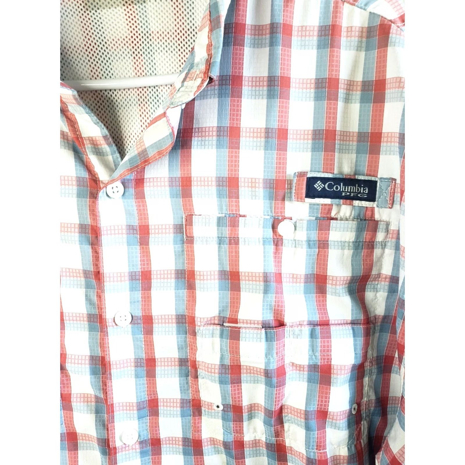 Vintage Columbia Mens XL PFG Super Tamiami S. Sleeve Red White Blue Plaid Button Shirt Size US XL / EU 56 / 4 - 3 Thumbnail