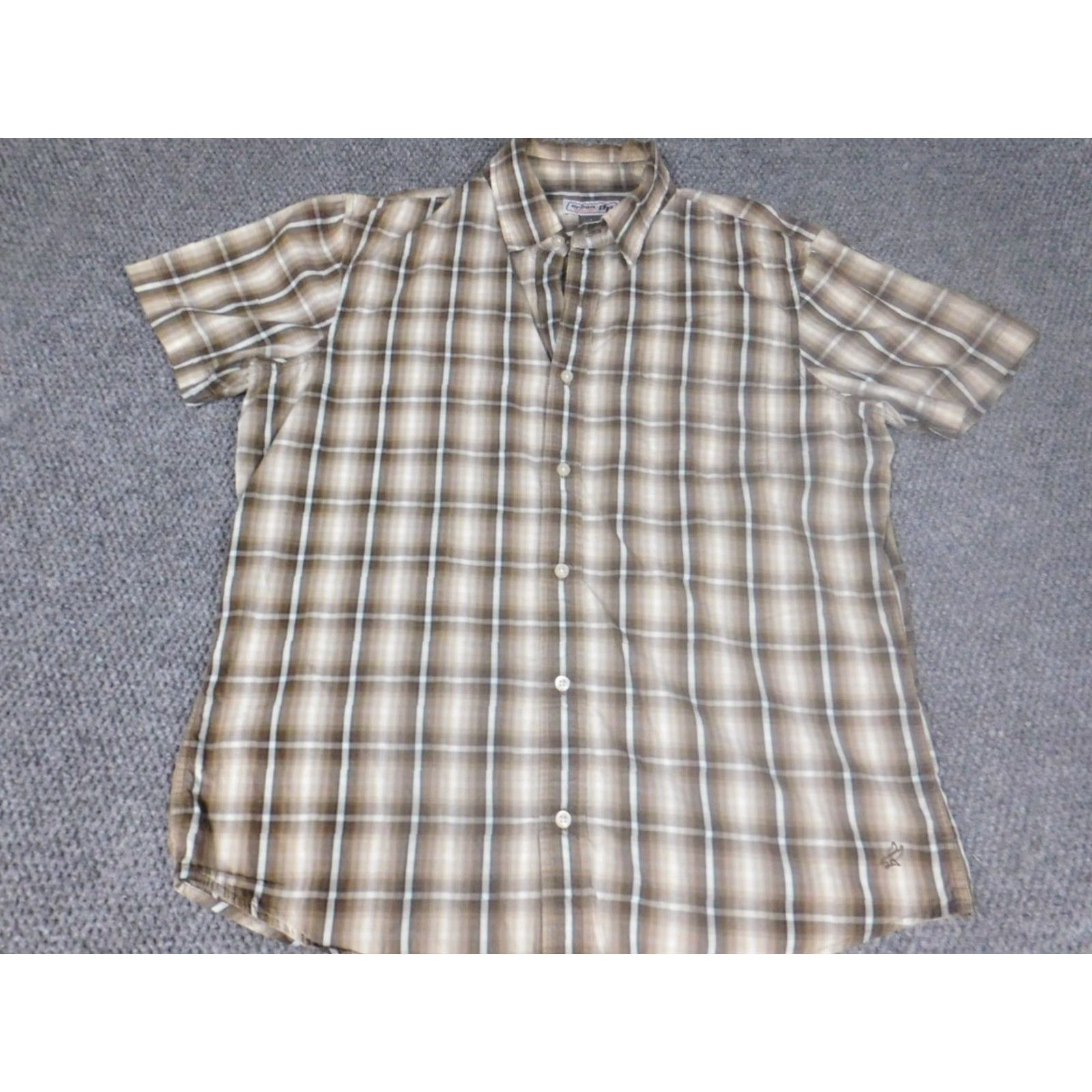 Vintage Urban Pipeline Shirt Large L Brown Plaid Button-Down Mens short sleeve Collar Oxford Pocketed Size US L / EU 52-54 / 3 - 2 Thumbnail