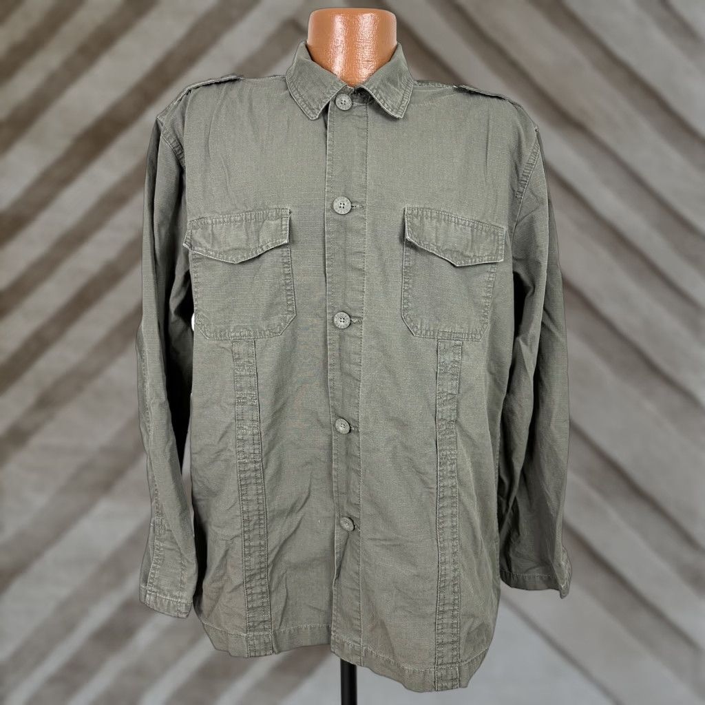 Point Zero VINTAGE Point Zero Field Shirt Men Large L Green Heavyweight Cotton Button-Up Outdoors Military Casual Shirt Mens Size US L / EU 52-54 / 3 - 1 Thumbnail