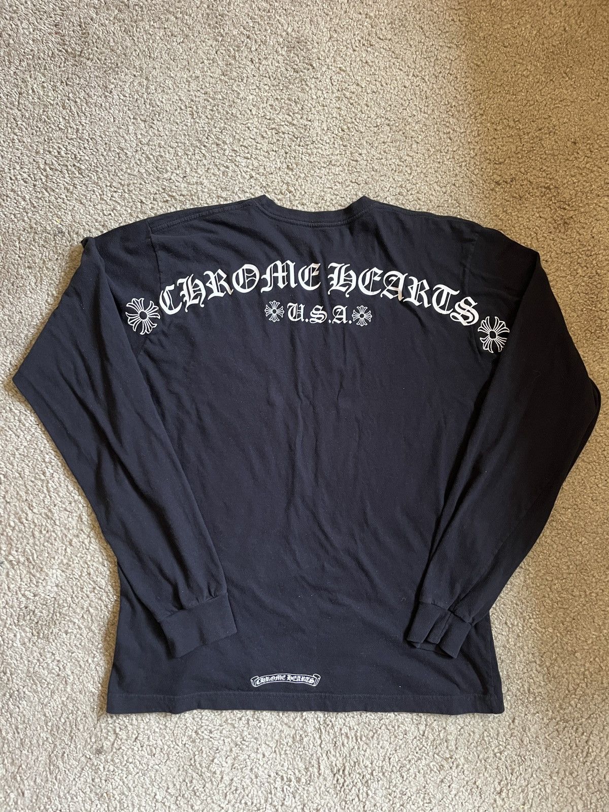 Chrome Hearts USA Long Sleeve T Shirt Backprint Black/White