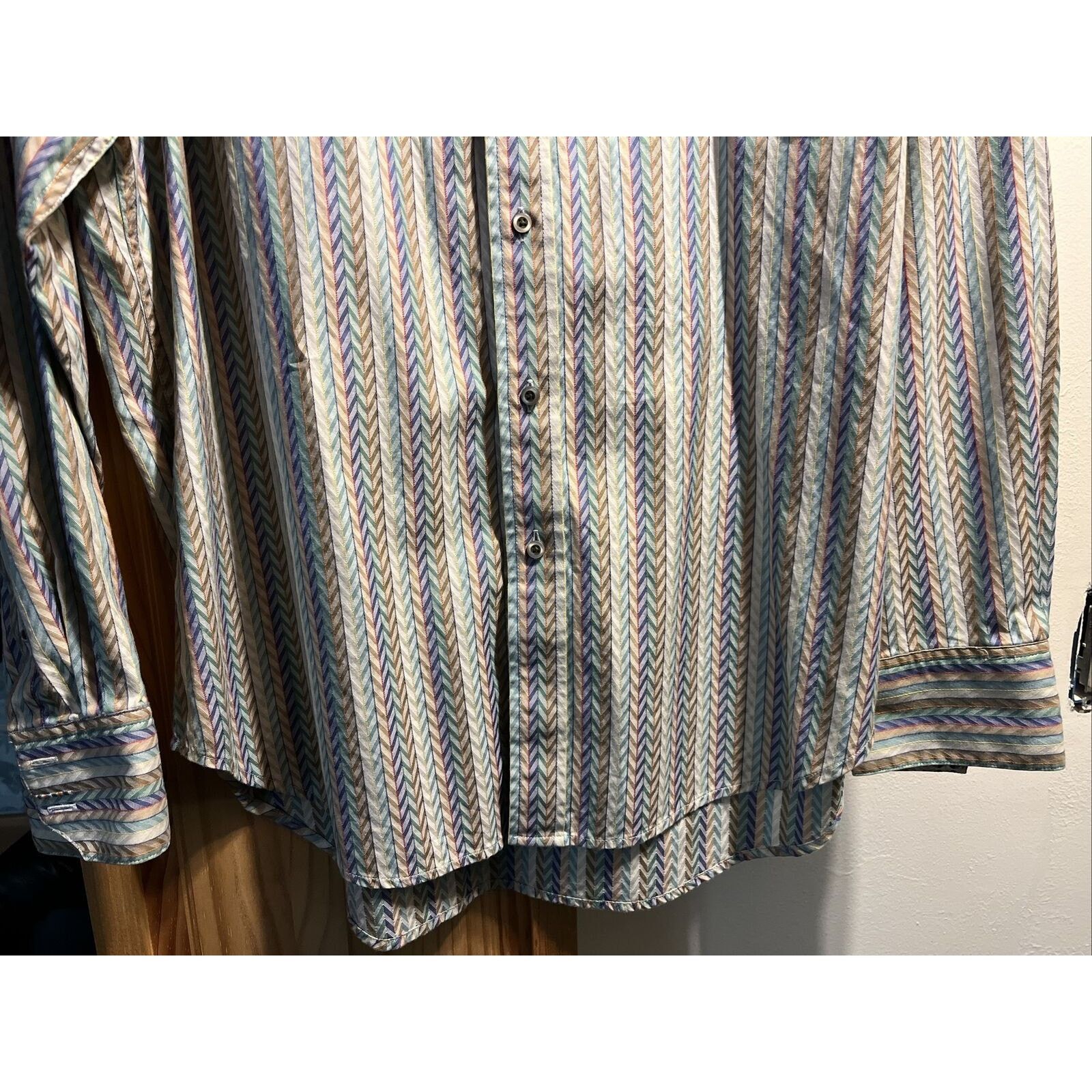 Robert Graham Robert Graham Men L Multicolor Stripe LS Button Cotton Shirt Size US L / EU 52-54 / 3 - 8 Thumbnail