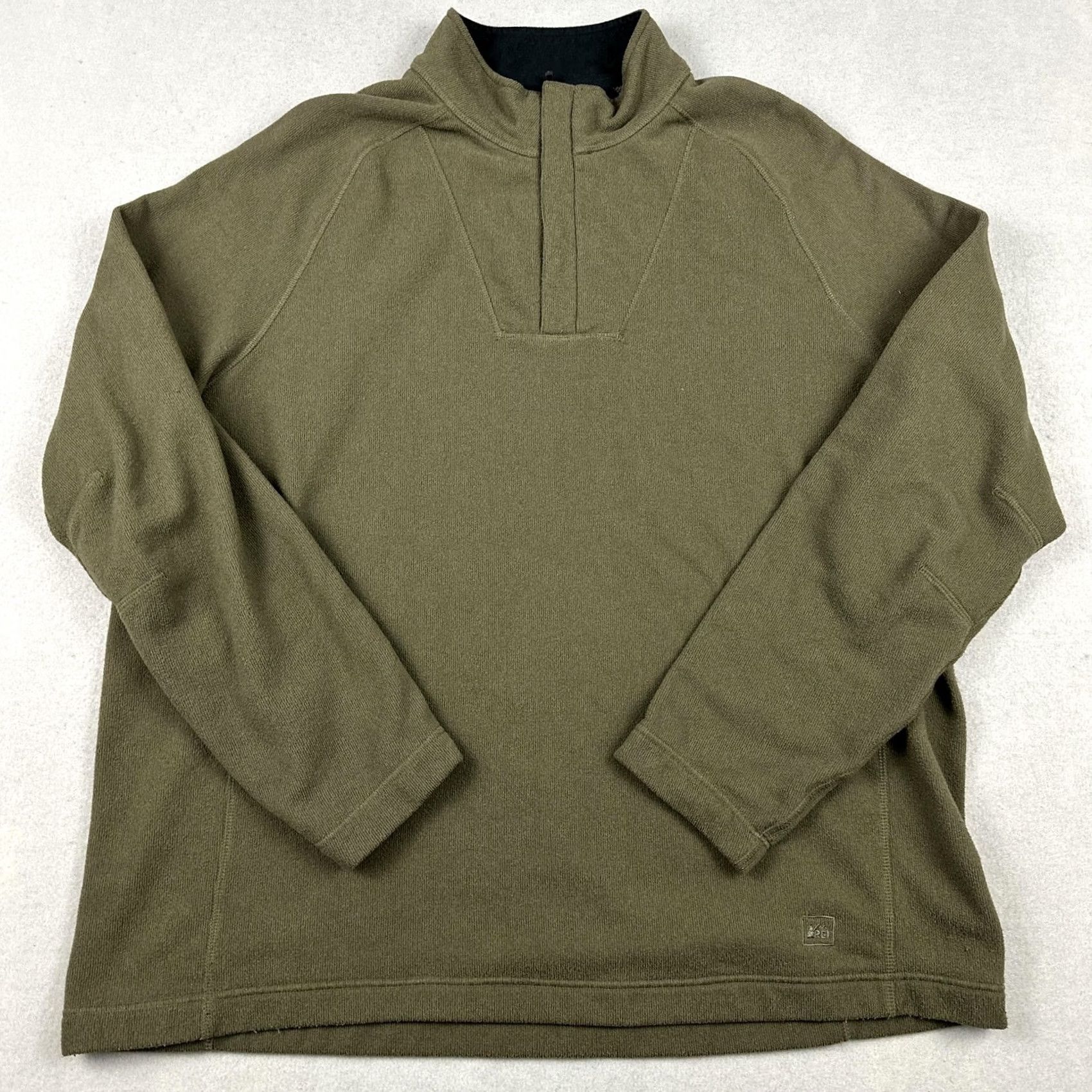 Vintage REI Sweater Men 2XL Green Waffle Knit Fleece Mock Neck Long Sleeve Pullover XXL Size US XXL / EU 58 / 5 - 2 Thumbnail