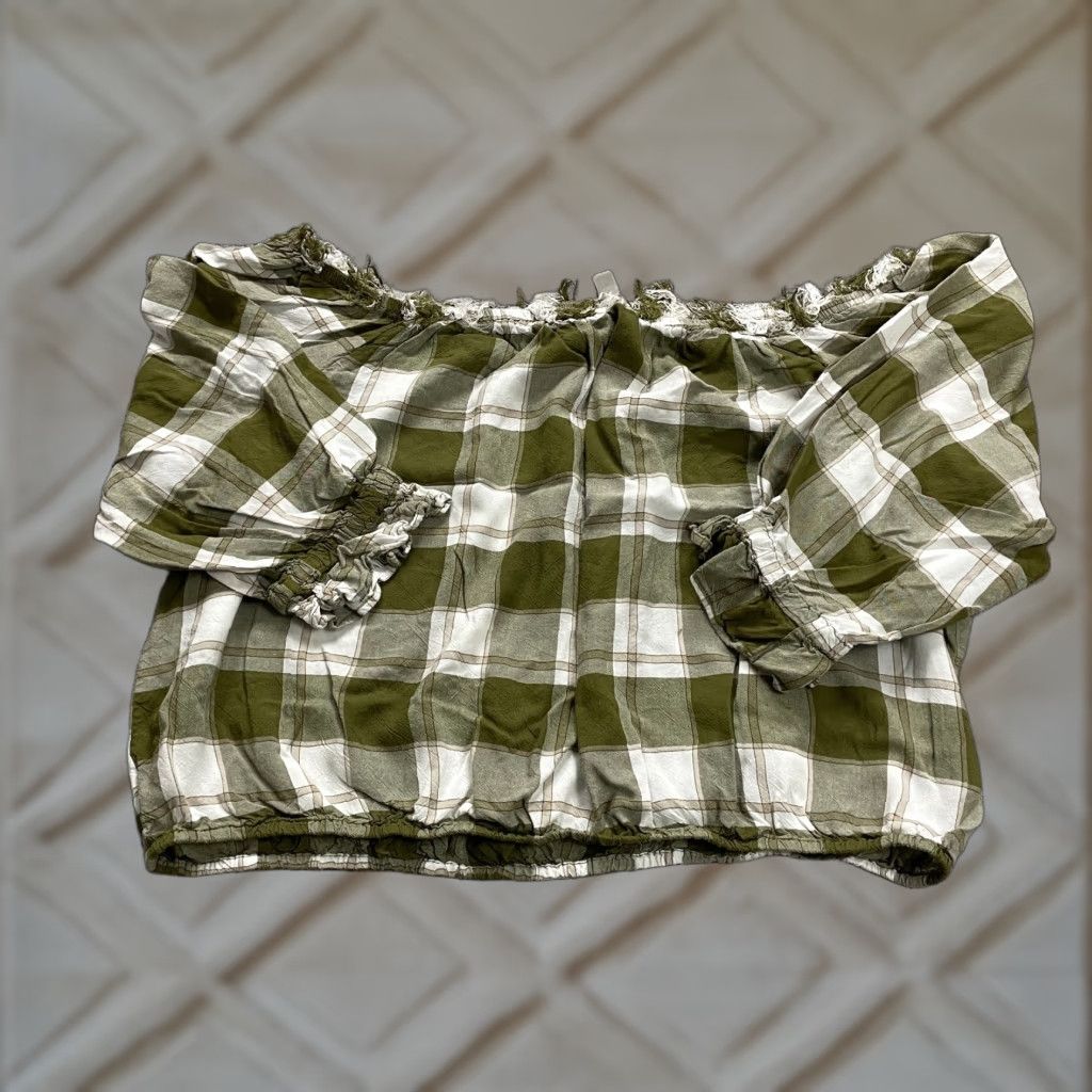 Vintage Cato Blouse Women 18/20 Plus Long Sleeve Green Check Rayon Lightweight Casual Womens Size XXL / US 16-18 / IT 52-54 - 1 Thumbnail