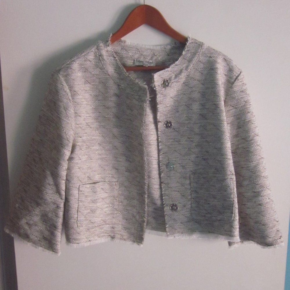 Limi Feu Mimi Mua Cropped Summer Tweed Snap Front Blazer Womens Size Size S / US 4 / IT 40 - 2 Thumbnail