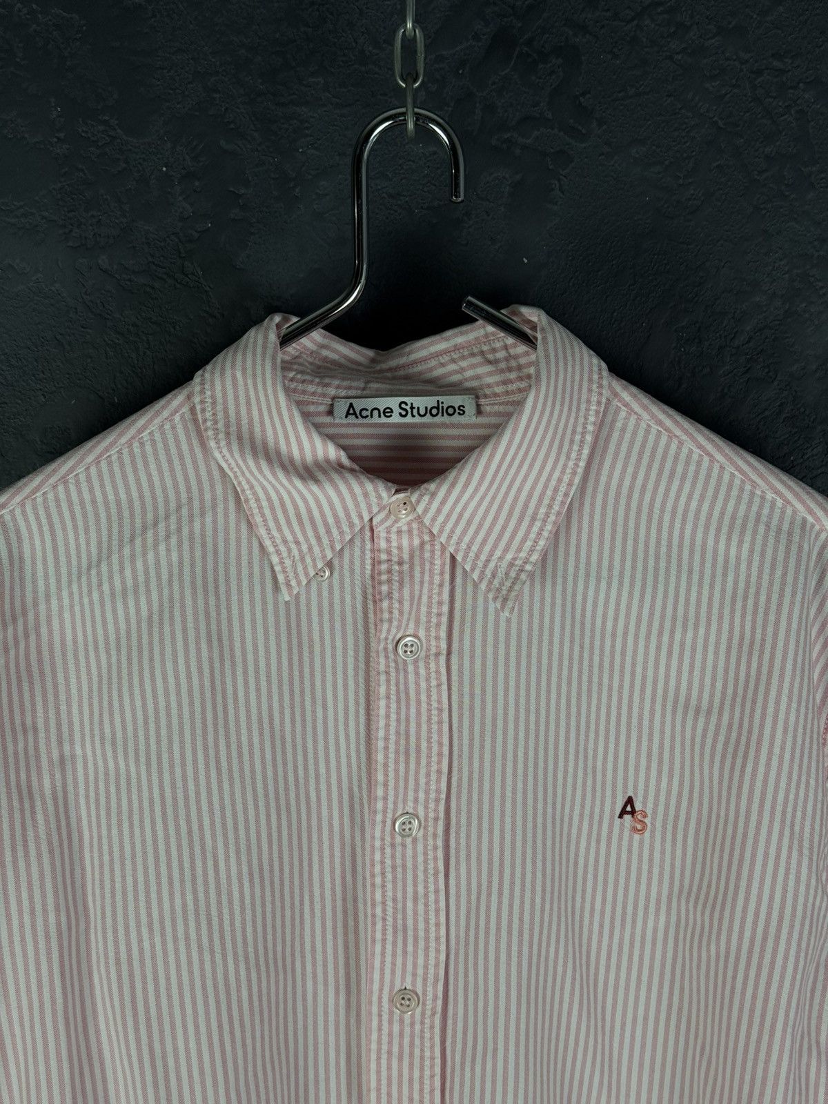 Acne Studios Acne Studios Oversized Logo Striped Lyocell Shirt Size US S / EU 44-46 / 1 - 7 Thumbnail