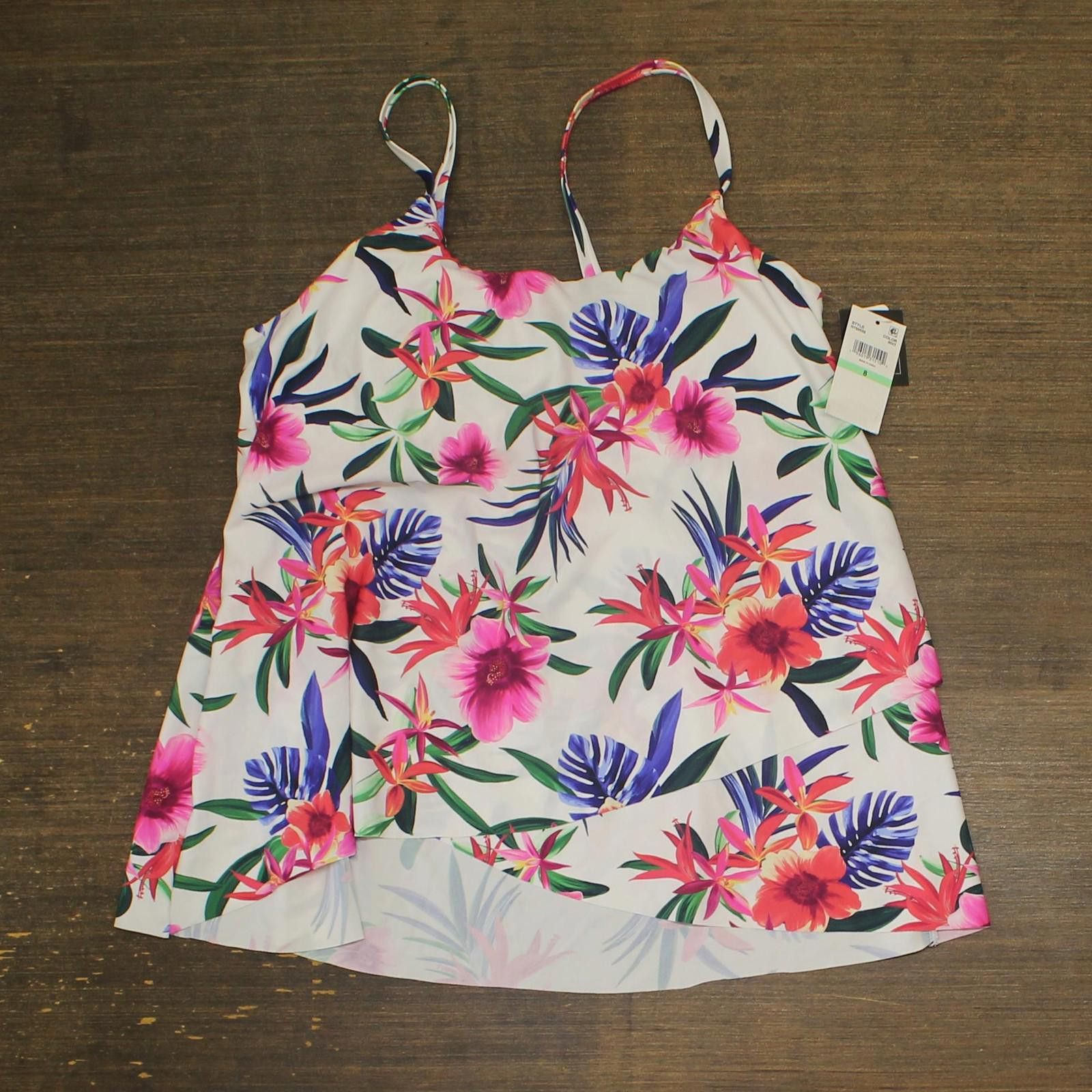 Other Nwt Island Escape Tankini Swim Top N760558 White Multi 8 Size ONE SIZE - 1 Thumbnail