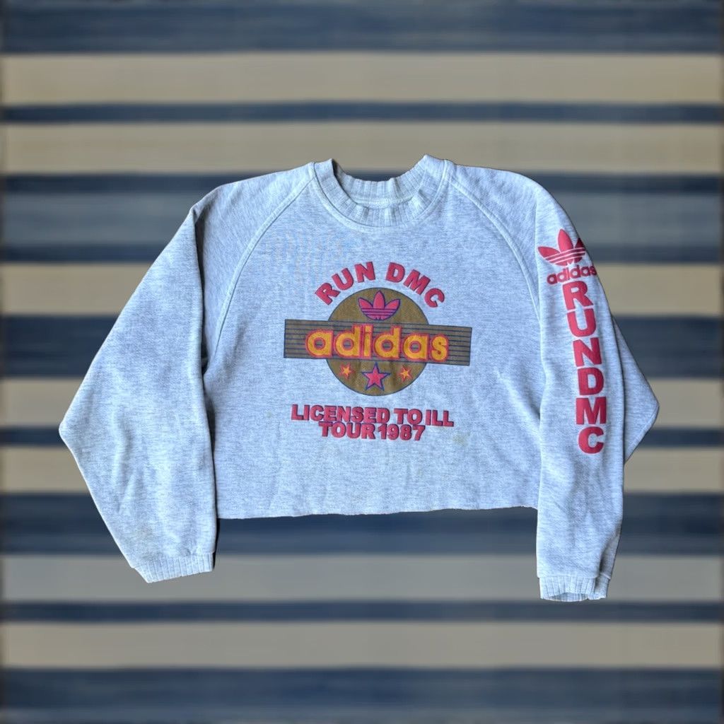 Adidas VINTAGE adidas Run DMC Licensed To Ill Tour Crop Crewneck Sweatshirt L Gray Mens Size US L / EU 52-54 / 3 - 1 Thumbnail
