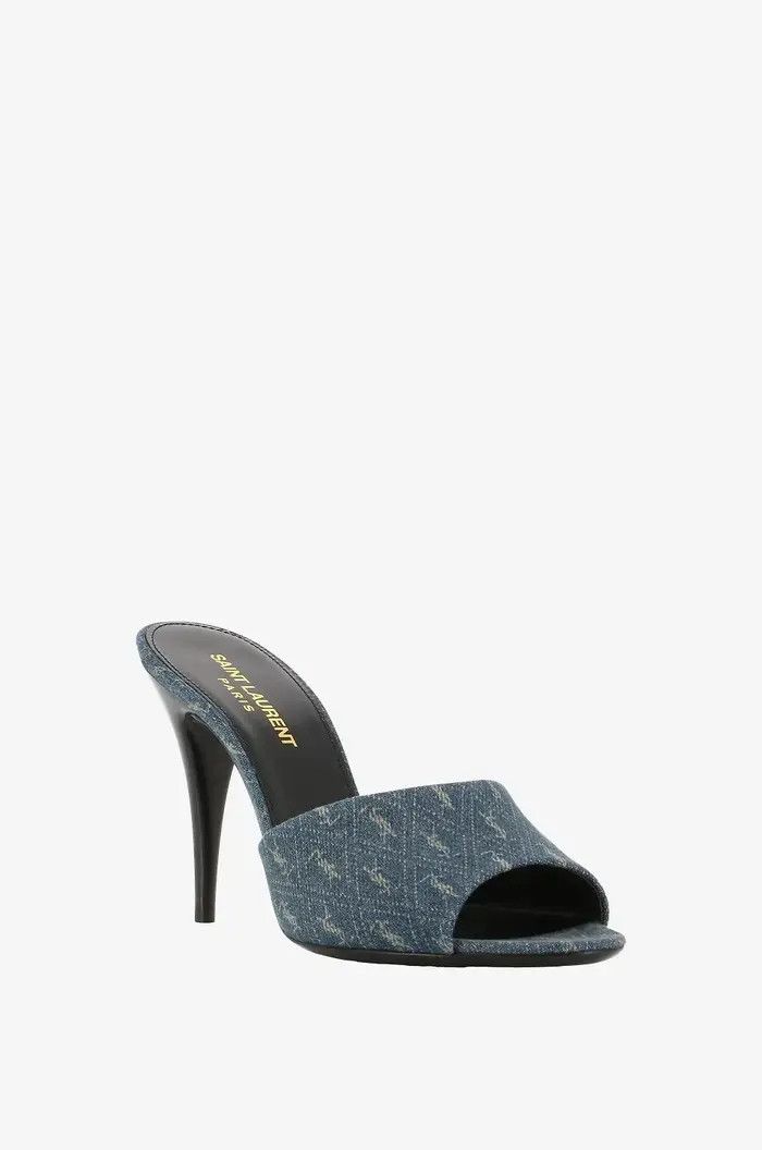 Saint Laurent Paris o1tp1o1224 La 16 Mules in Medium Blue Size US 6 / IT 36 - 2 Thumbnail