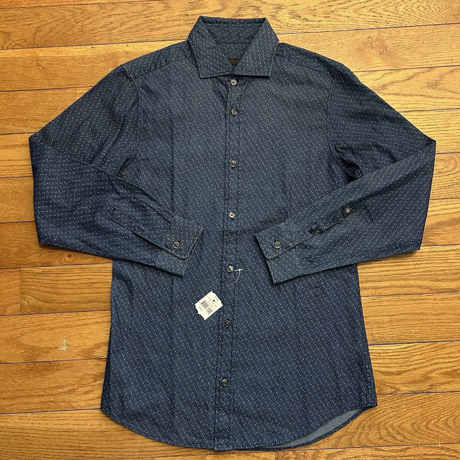 Ermenegildo Zegna NEW Z Zegna Indigo Dyed Pattern French Collar Button Shirt Size US S / EU 44-46 / 1 - 1 Thumbnail