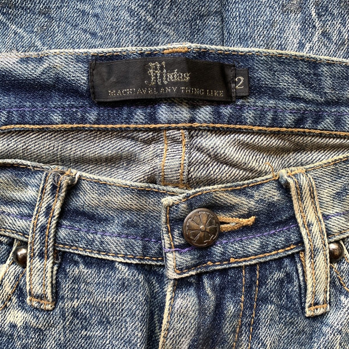 Japanese Brand Midas Flare Jeans Painted Distress Bootcut ifsix LGB Style Size US 31 - 7 Thumbnail