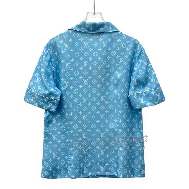 Louis Vuitton Louis Vuitton Blue logo presbyopic printed mulberry silk l Size S / US 4 / IT 40 - 2 Thumbnail