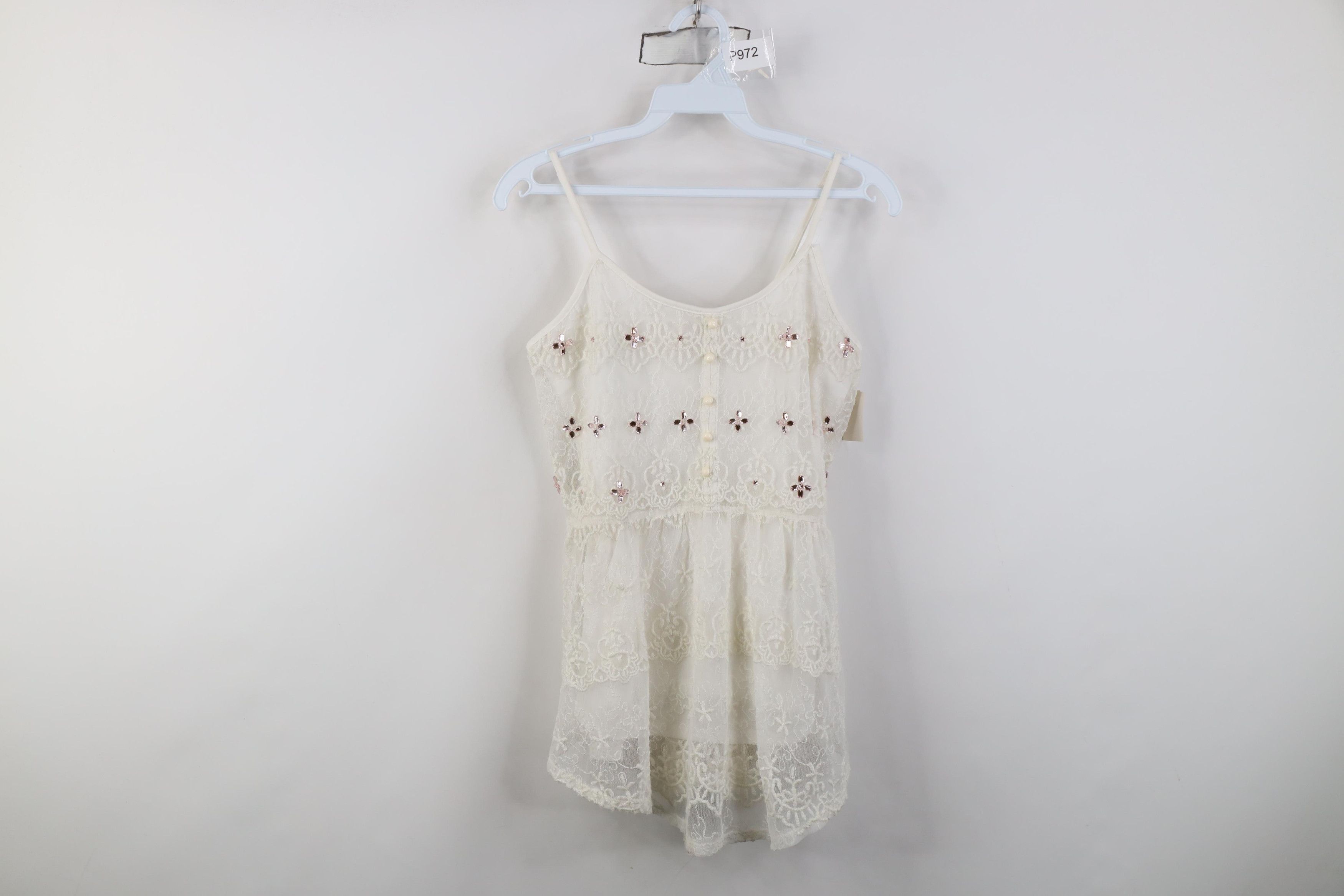 Vintage Deadstock Vtg Y2K Candies Lace Flower Bella Tank Top T-Shirt Size S / US 4 / IT 40 - 1 Thumbnail