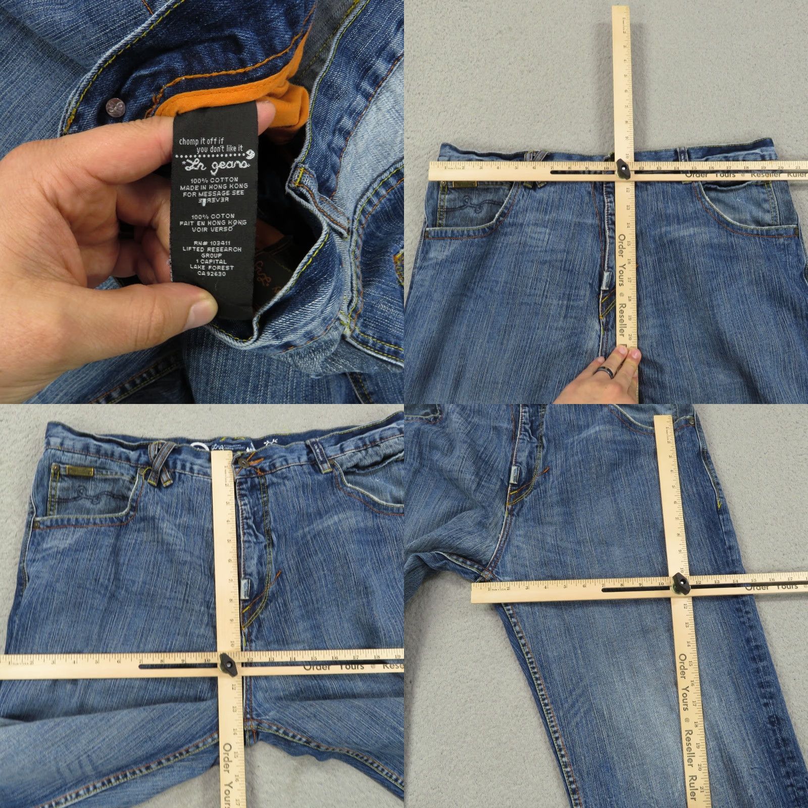 Denime VINTAGE LRG Jeans Men Baggy 38 Wide Leg Opening 5-Pocket Denim Denim Blue Cotton High Rise Grunge 90s Hip Hop Size US 38 / EU 54 - 8 Thumbnail