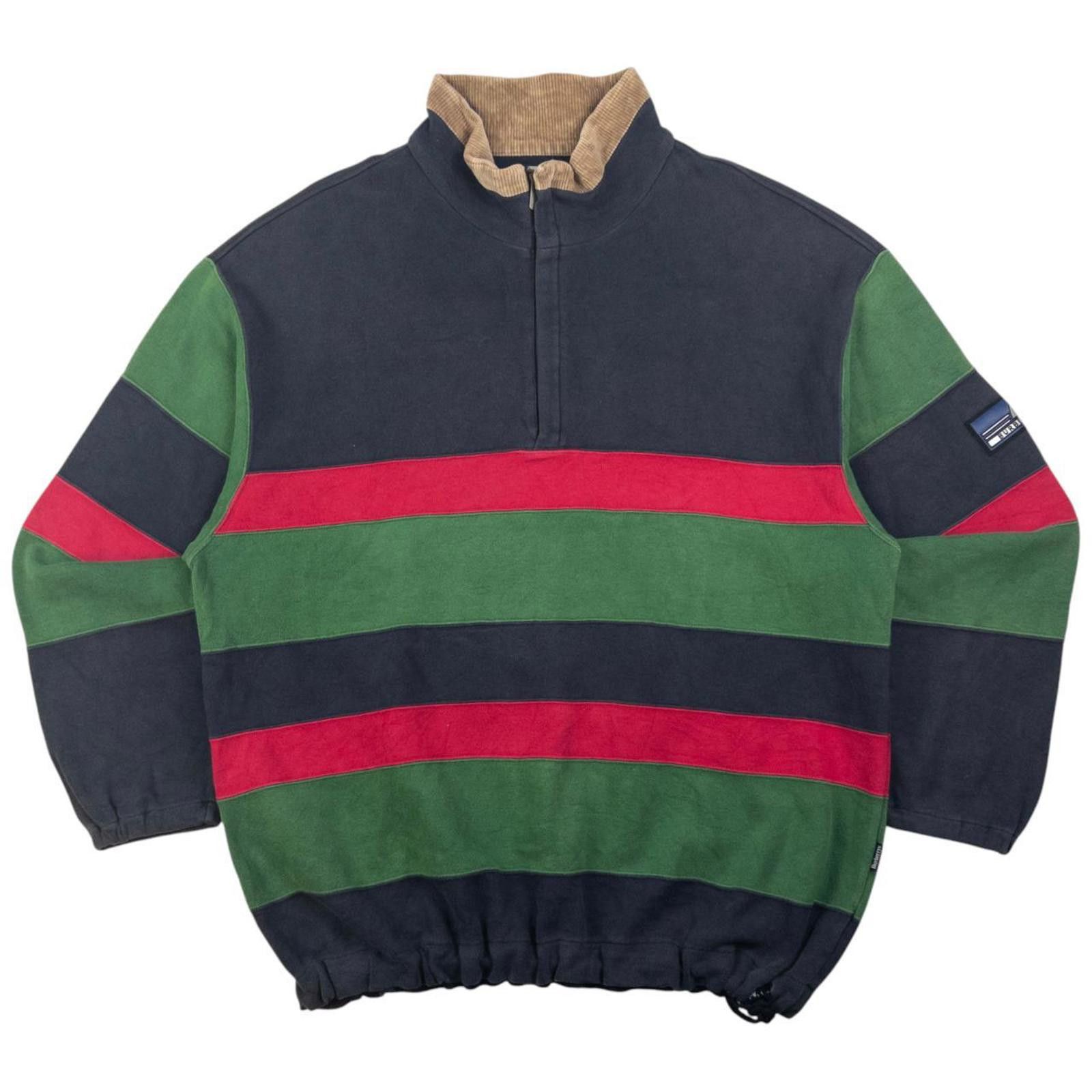 Burberry Vintage Burberry Q Zip Striped Sweatshirt Size L Size US L / EU 52-54 / 3 - 1 Thumbnail
