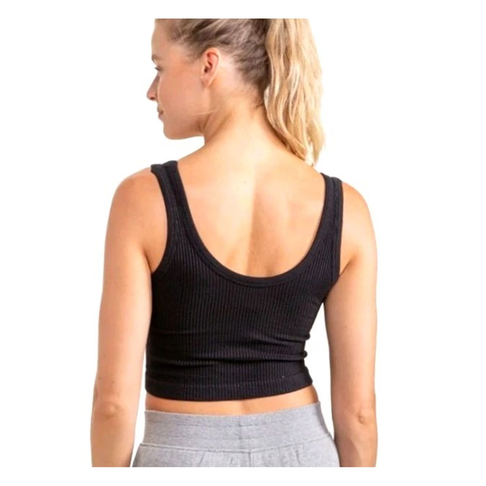 Vintage Mono B Effortless Ribbed Tank Black-Medium NWT Women Tank M Black Cotton Blend? Size ONE SIZE - 2 Thumbnail
