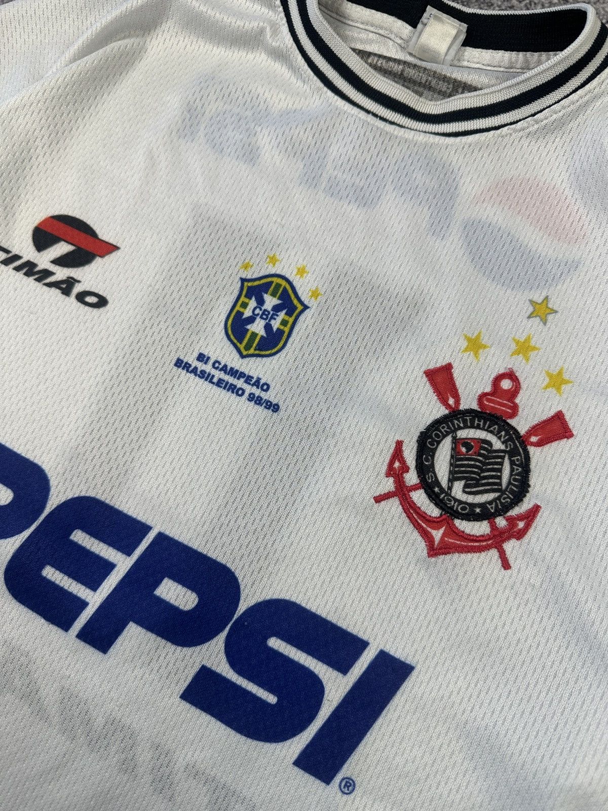 Vintage Vintage Timao Corinthians 11 Pepsi Soccer Jersey Rare 90s Size US L / EU 52-54 / 3 - 3 Thumbnail