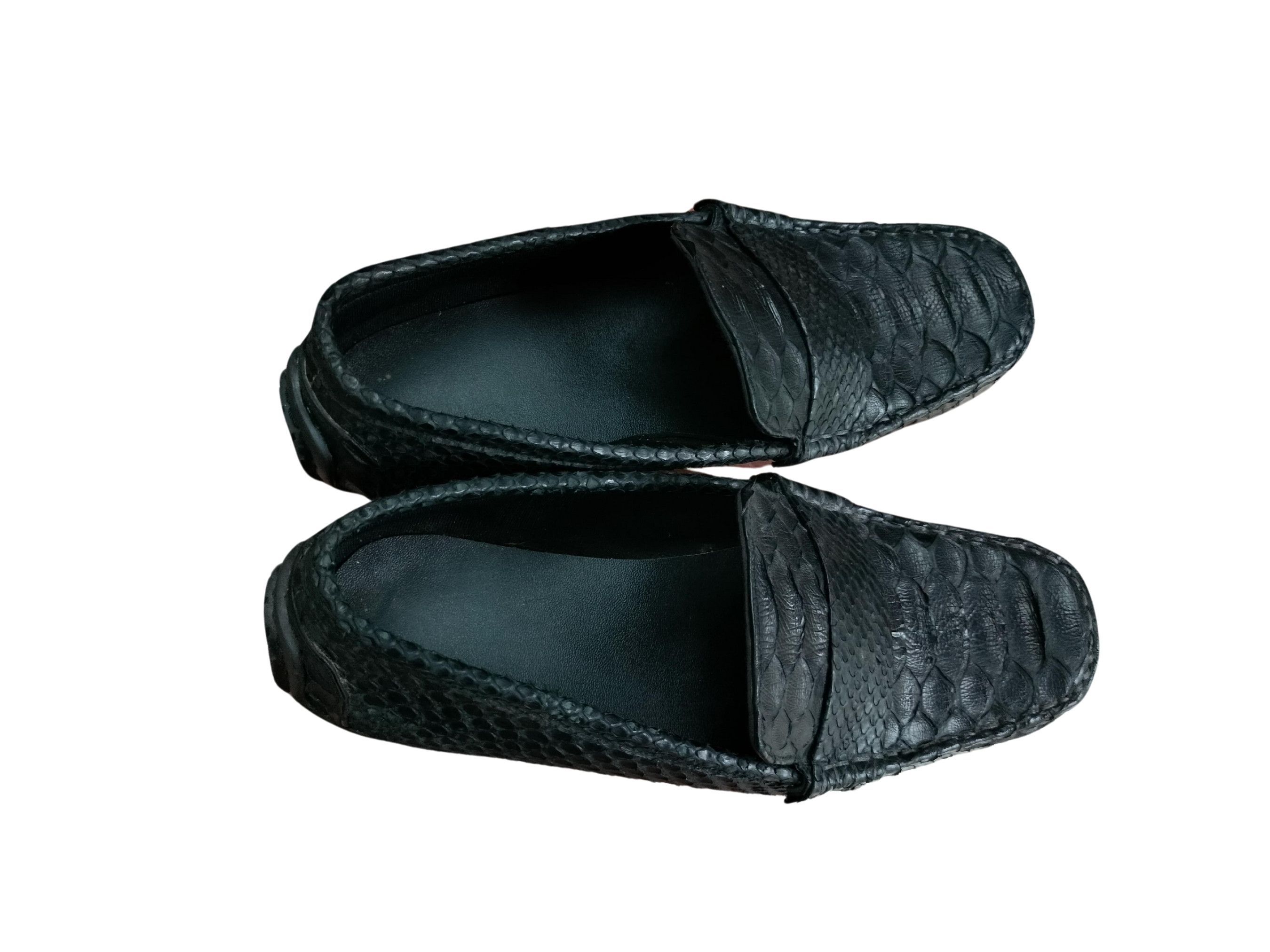 Handmade Black Snakeskin Casual Loafers For Men Size US 7 / EU 40 - 2 Thumbnail