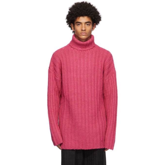 Our Legacy Men's Large Rib Turtleneck Pink Knit Sweater L