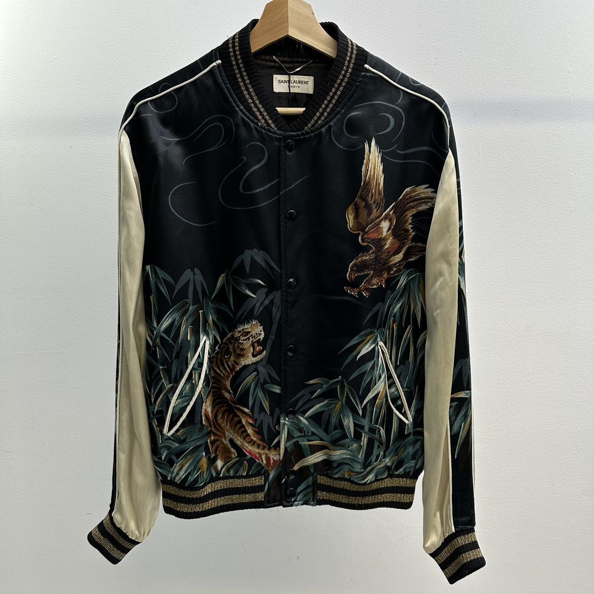 Saint Laurent Paris SS16 Tiger & Eagle Jungle Souvenir Bomber 