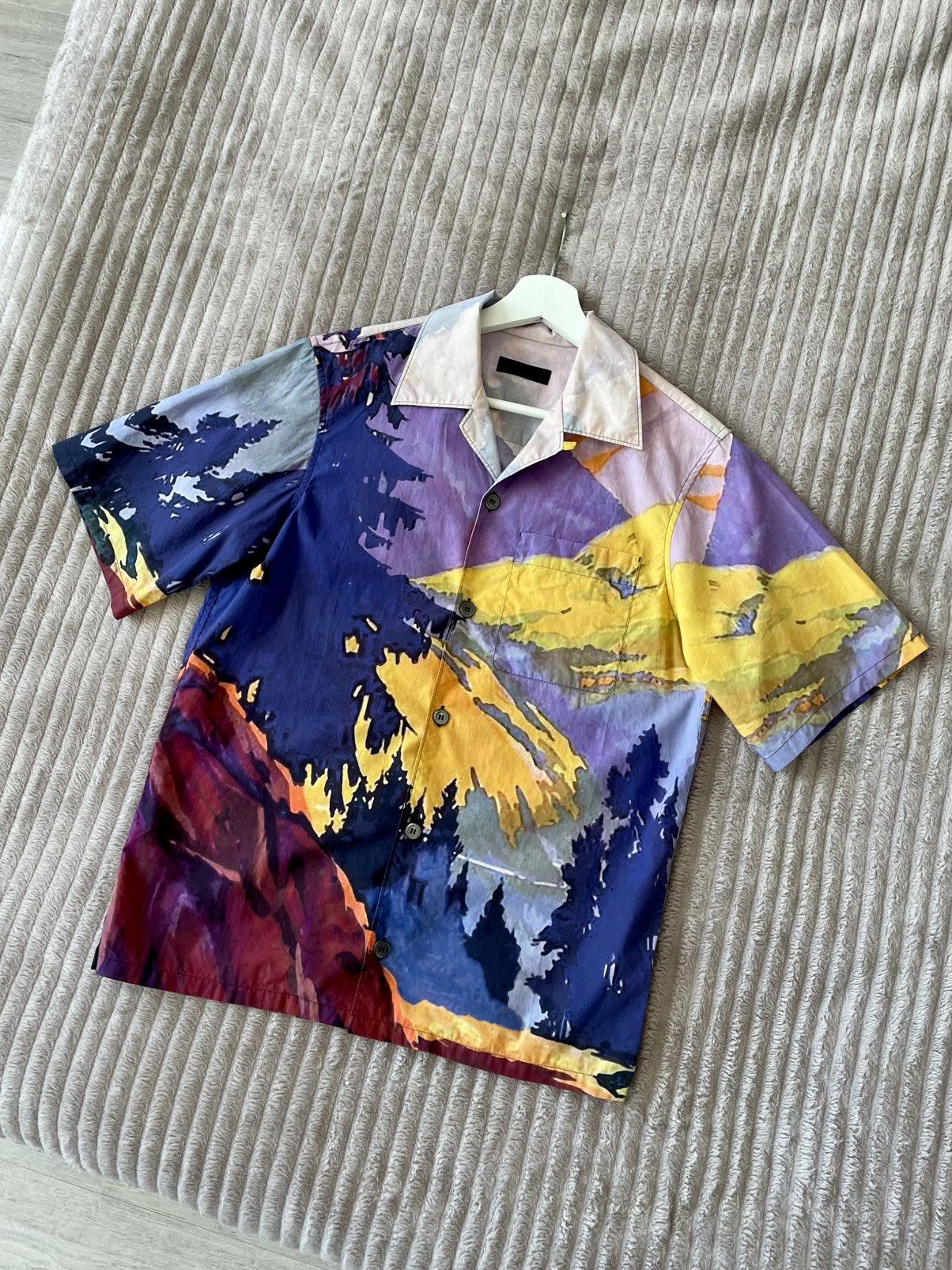 Prada Prada Camp Collar Landscape Pattern Bowling Pocket Shirt Size US S / EU 44-46 / 1 - 1 Thumbnail