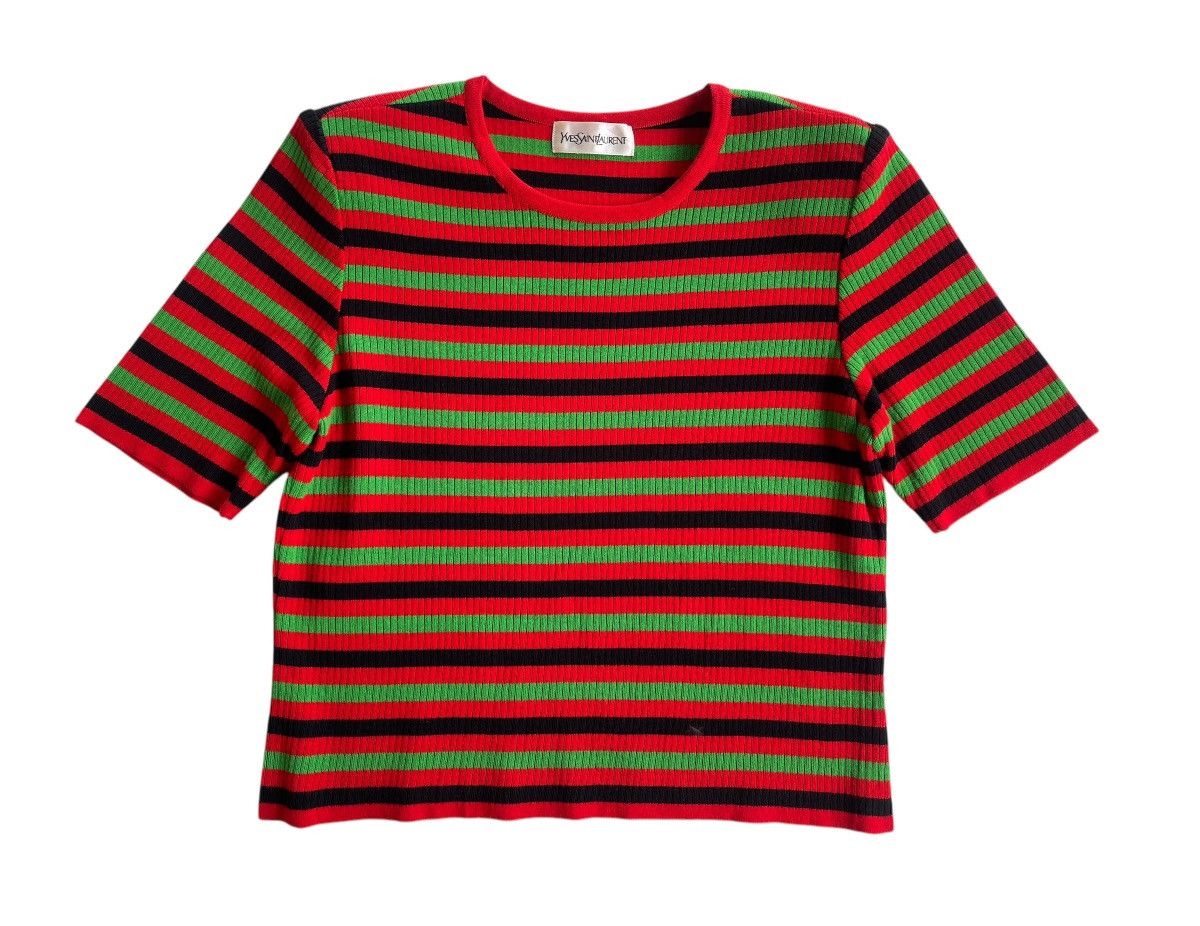 Yves Saint Laurent YSL Stripe Cropped Knitted Size M / US 6-8 / IT 42-44 - 2 Thumbnail