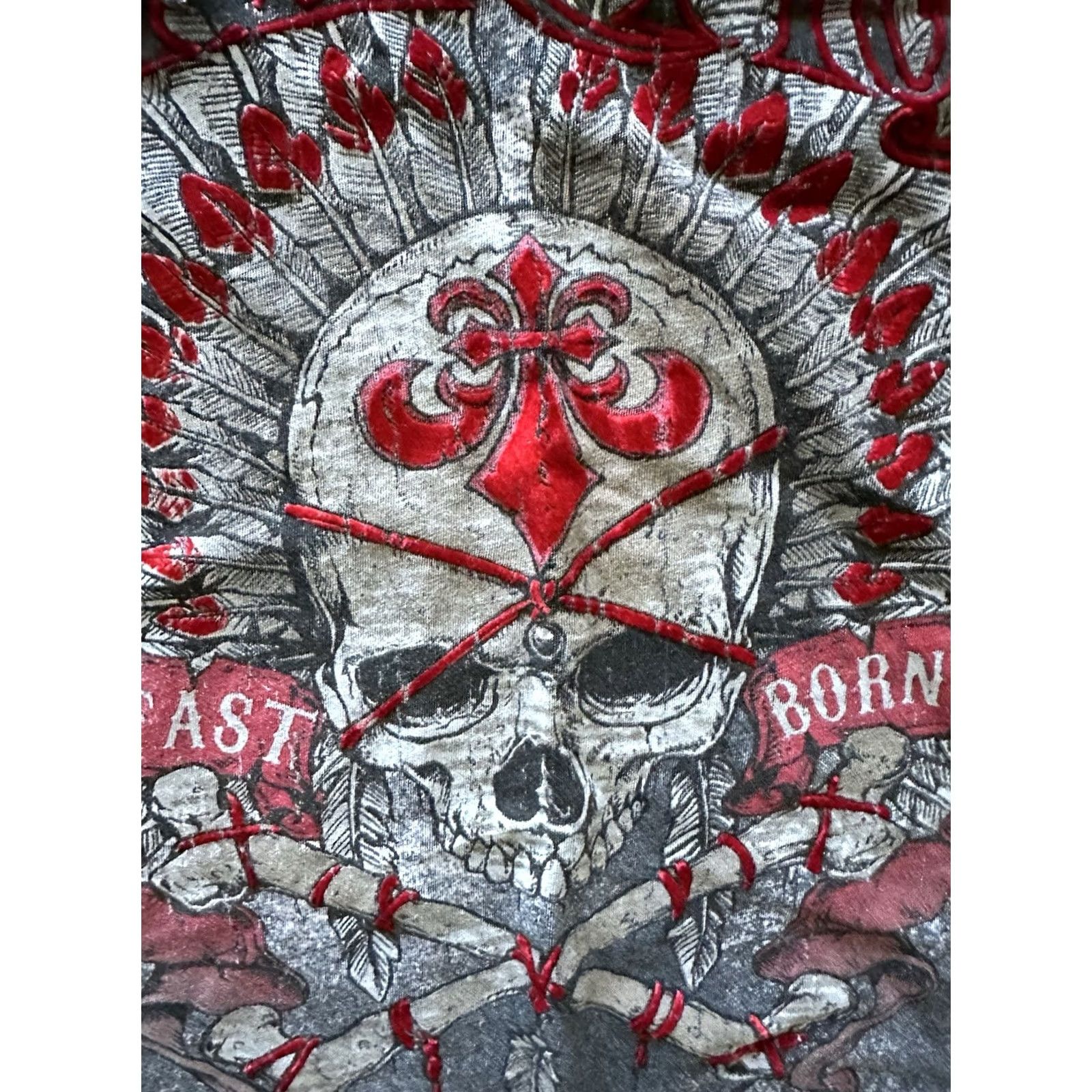 Affliction VINTAGE Affliction Tshirt Skull Grunge Y2K Cross Graphic Print Size L Gray Men Size US L / EU 52-54 / 3 - 4 Thumbnail