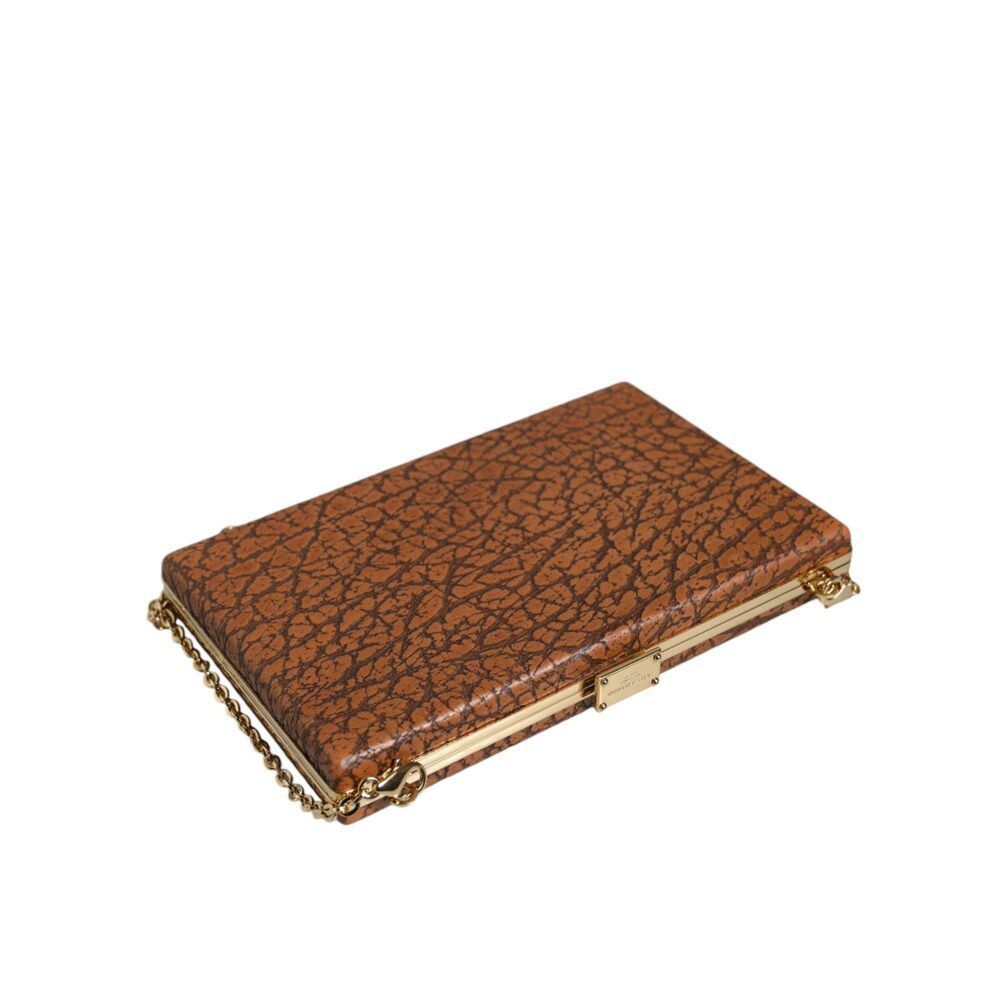 Dolce & Gabbana Dolce & Gabbana Brown Leather Gold Frame Clutch Mini Crossbo Size ONE SIZE - 6 Thumbnail