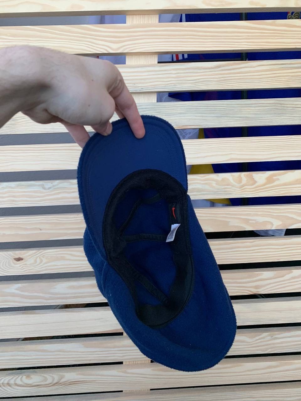 Nike × Vintage Vintage Nike-Fit Navy Fleece 2 In 1 Cap Ear Cover Hat Size ONE SIZE - 14 Thumbnail